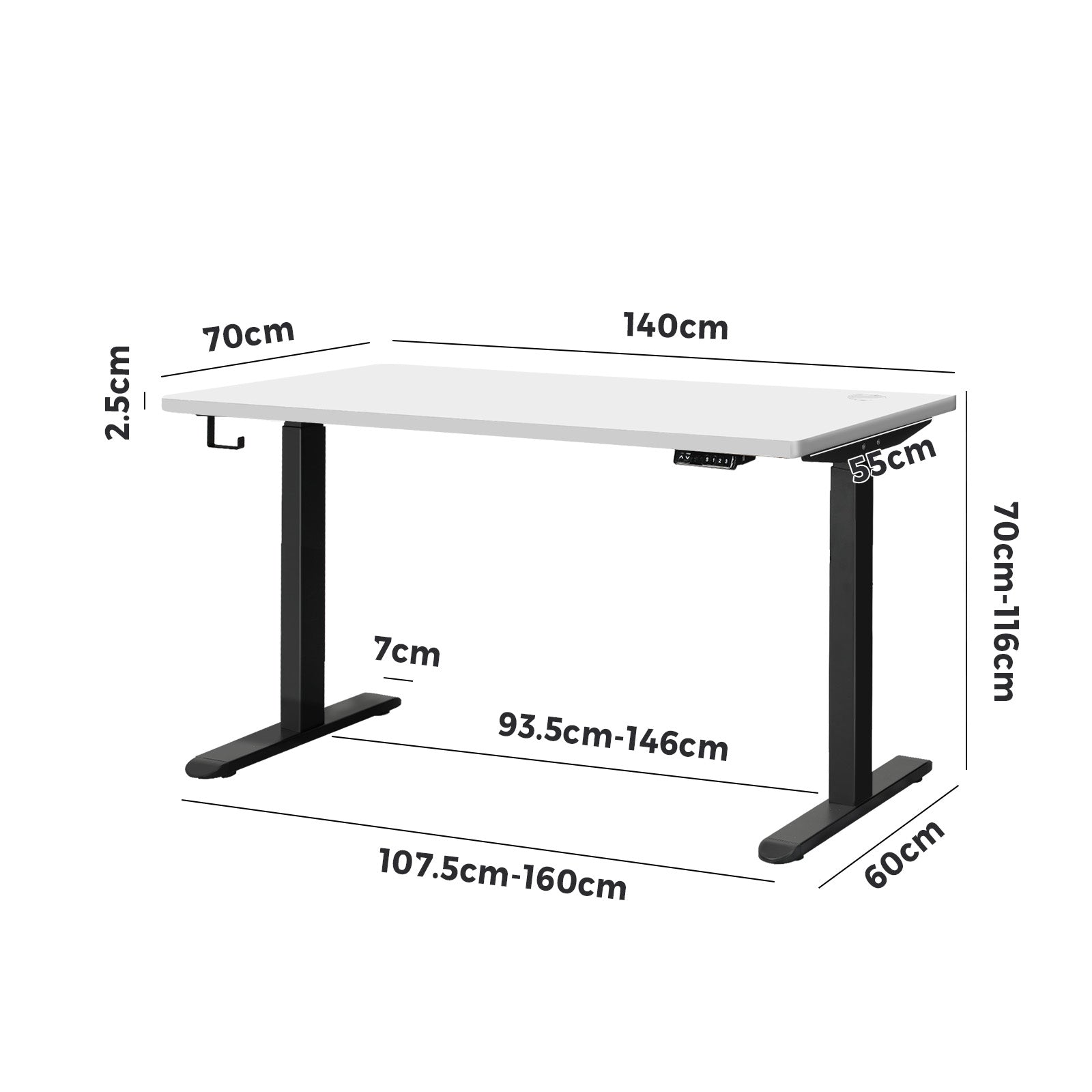 Oikiture Standing Desk Height Adjustable Dual Motor Electric Stand Table 140cm - Sunyee