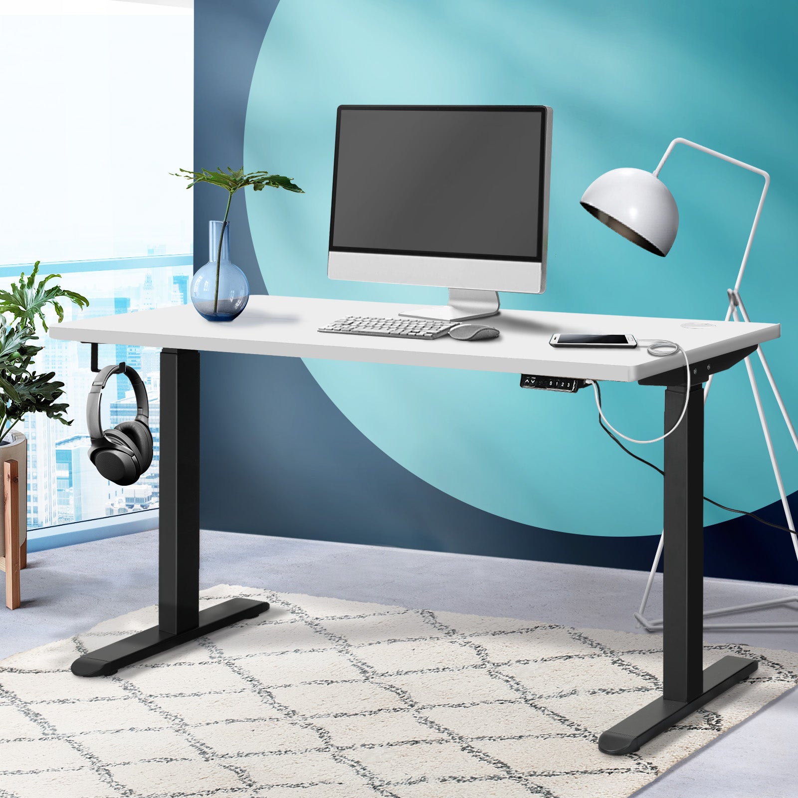 Oikiture Standing Desk Height Adjustable Dual Motor Electric Stand Table 140cm - Sunyee