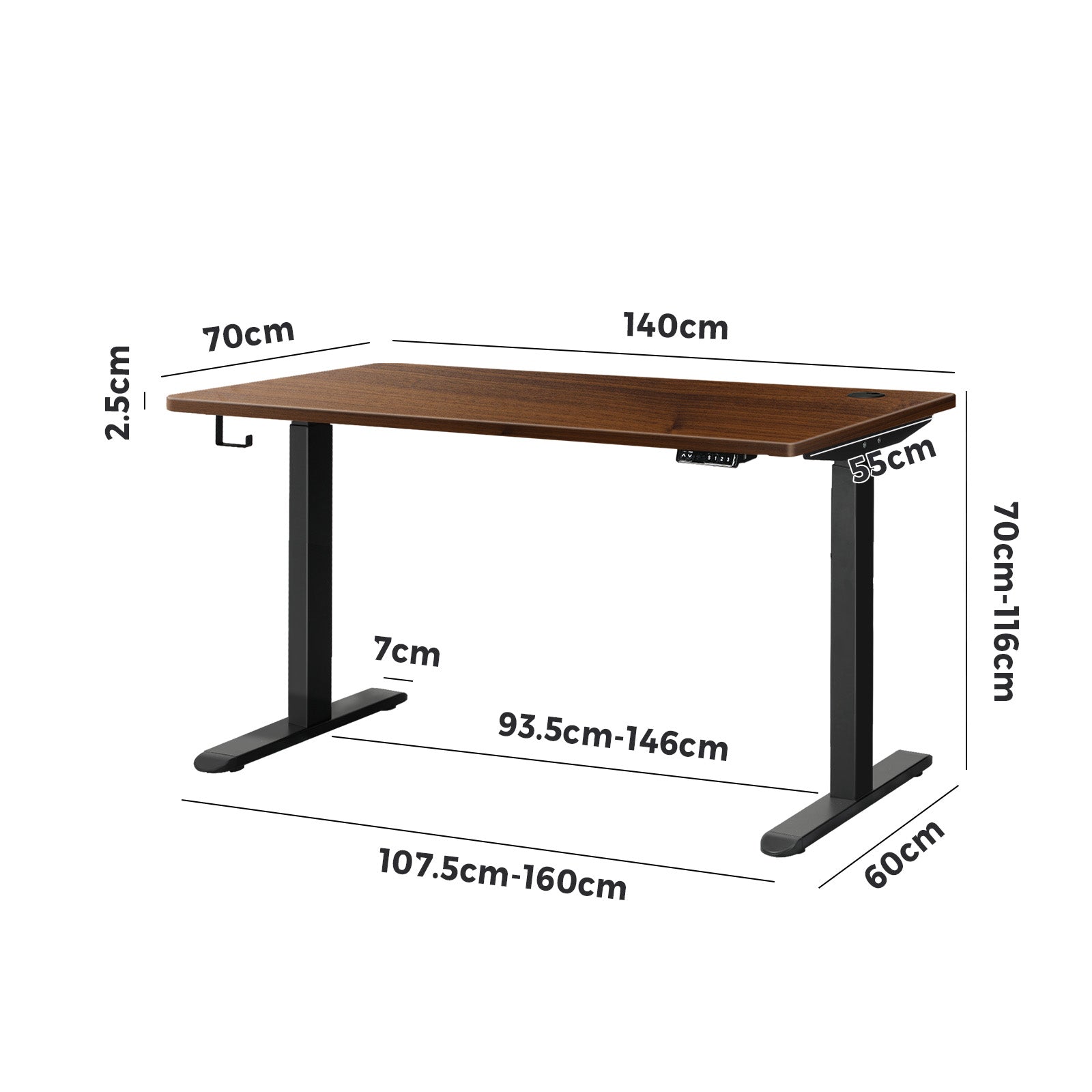 Oikiture Standing Desk Height Adjustable Dual Motor Electric Stand Table 140cm - Sunyee