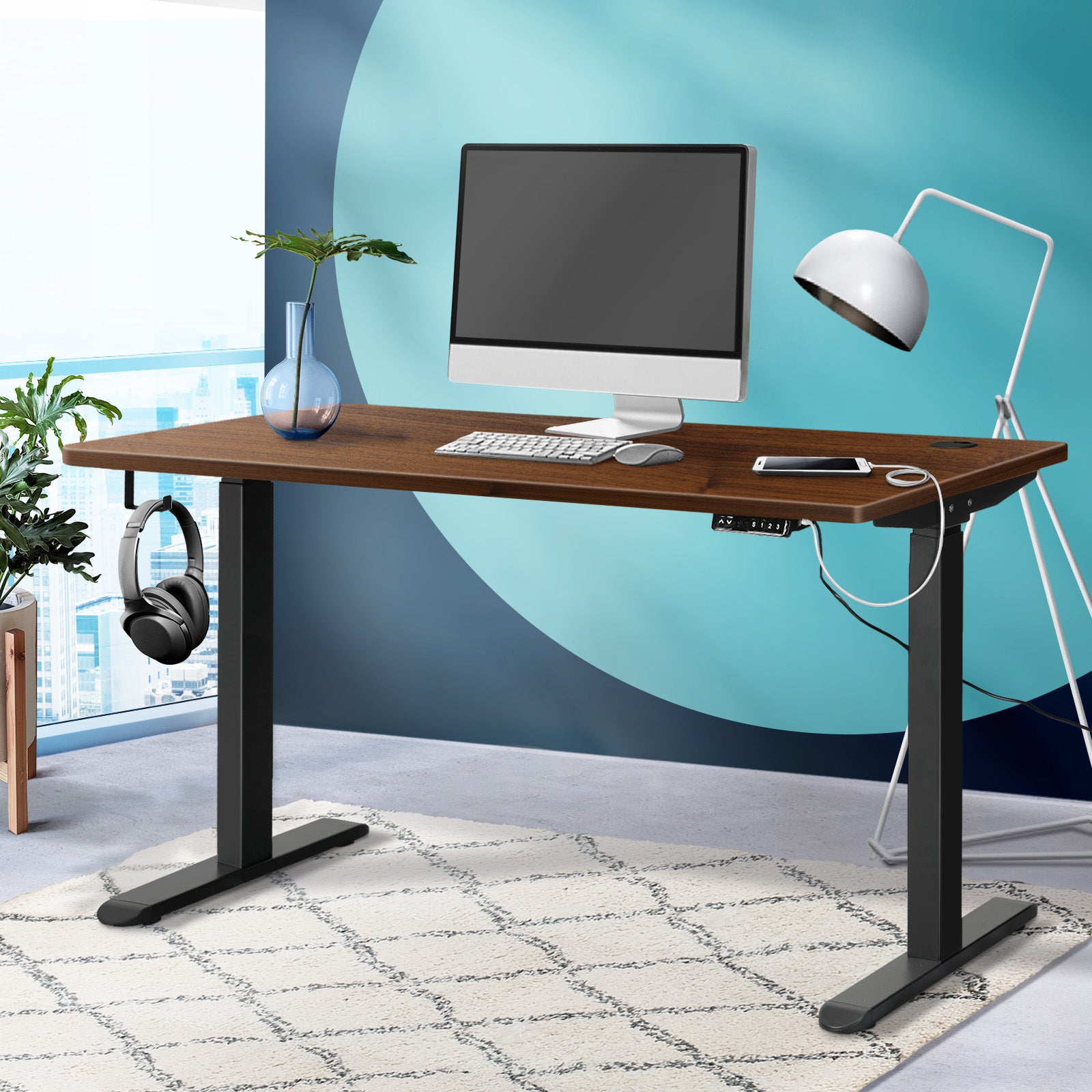 Oikiture Standing Desk Height Adjustable Dual Motor Electric Stand Table 140cm - Sunyee