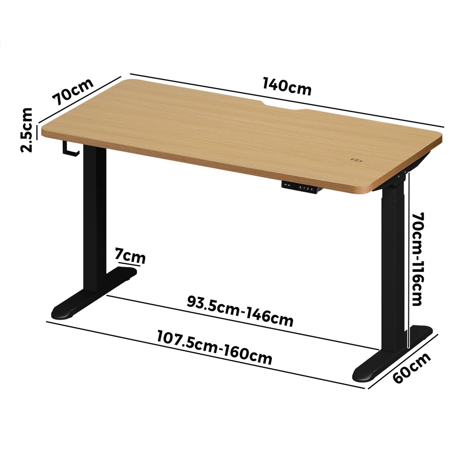 Oikiture Electric Standing Desk With Wireless Charging Dual Motor 140CM