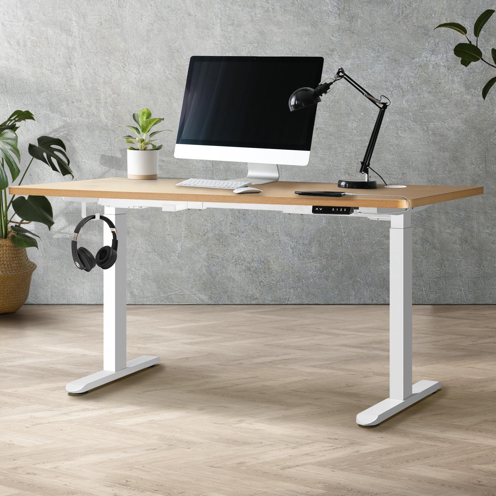 Oikiture Electric Standing Desk Motorised Height Adjustable Office Desk USB Port - Sunyee