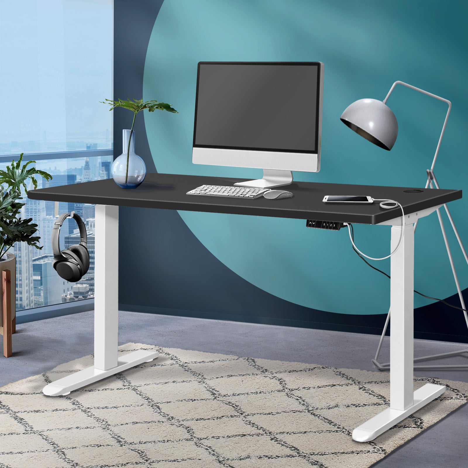 Oikiture Standing Desk Electric Dual Motor Stand Up Height Adjustable 140cm - Sunyee
