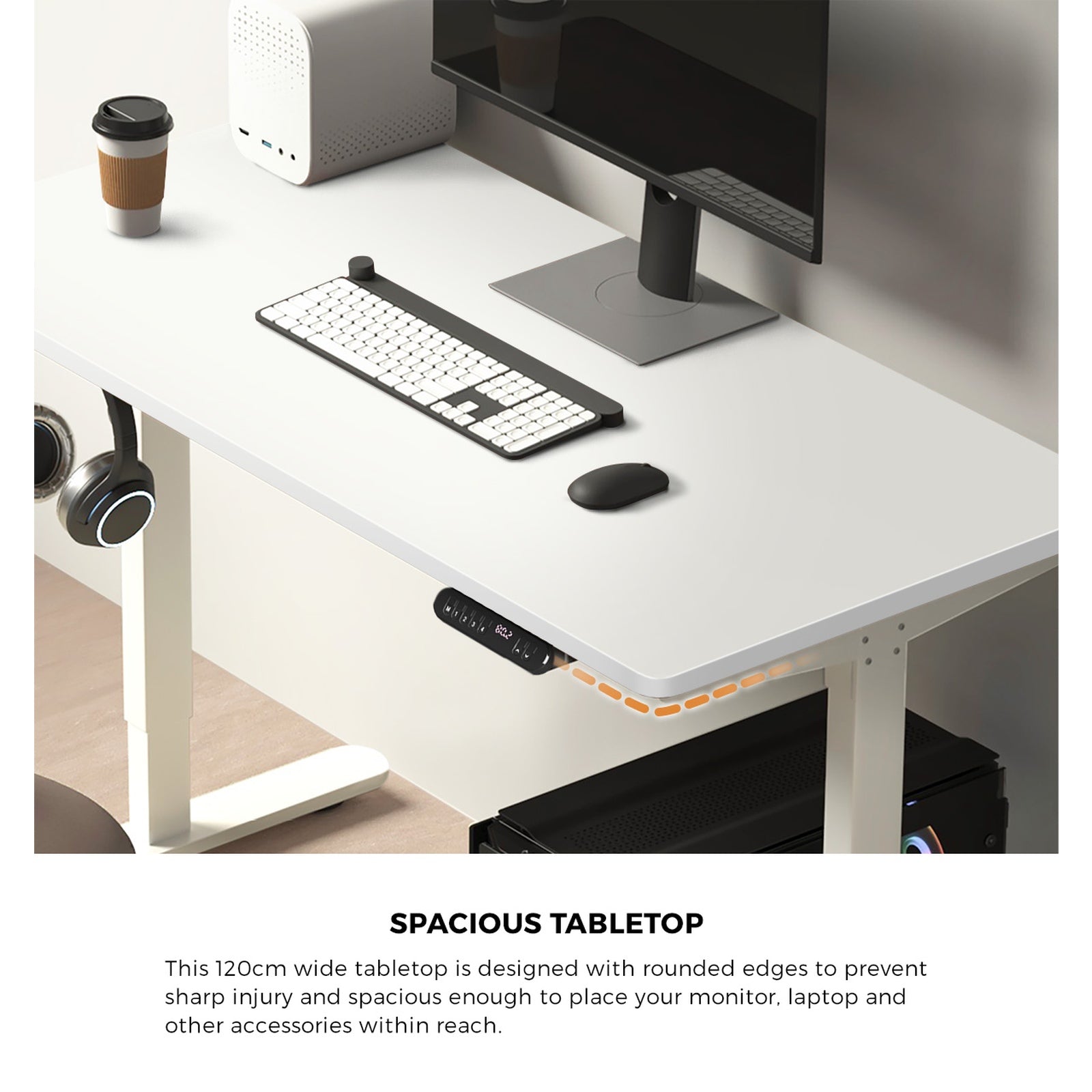 Oikiture Office Desk and Chair Set Mesh Ergonomic Chair Sit-stand Desk GY&WH - Sunyee