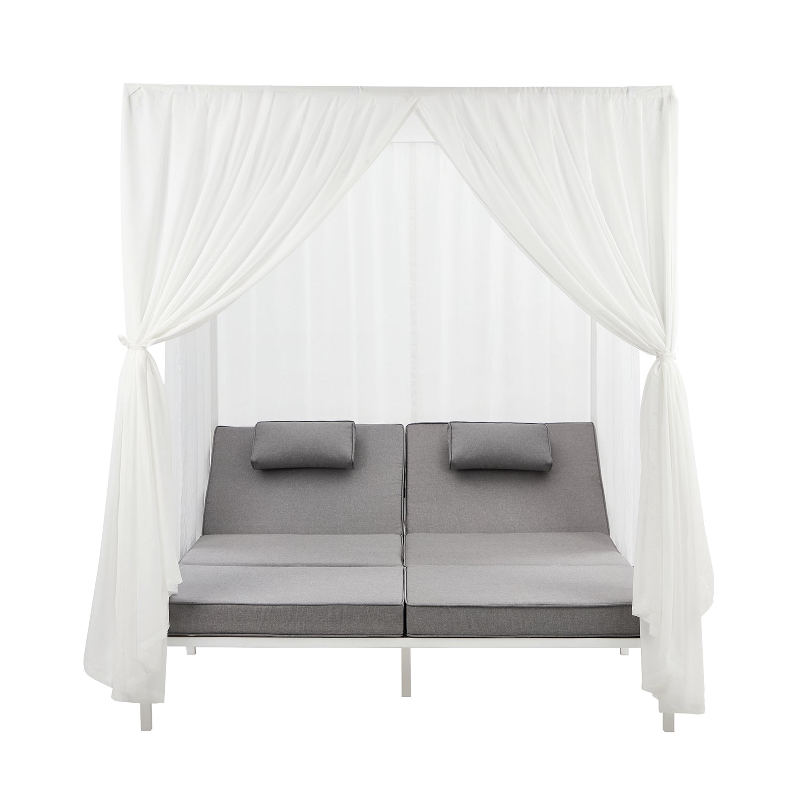 Livsip Double Sun Lounge Outdoor Sofa Day Bed with Curtains Patio Furniture - Sunyee