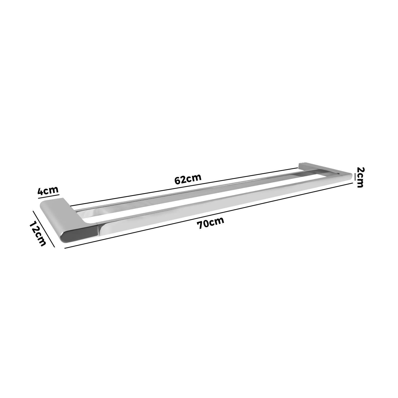 Double Towel Rail 70cm Rack Bar Holder Bathroom Accessories Chrome - Sunyee