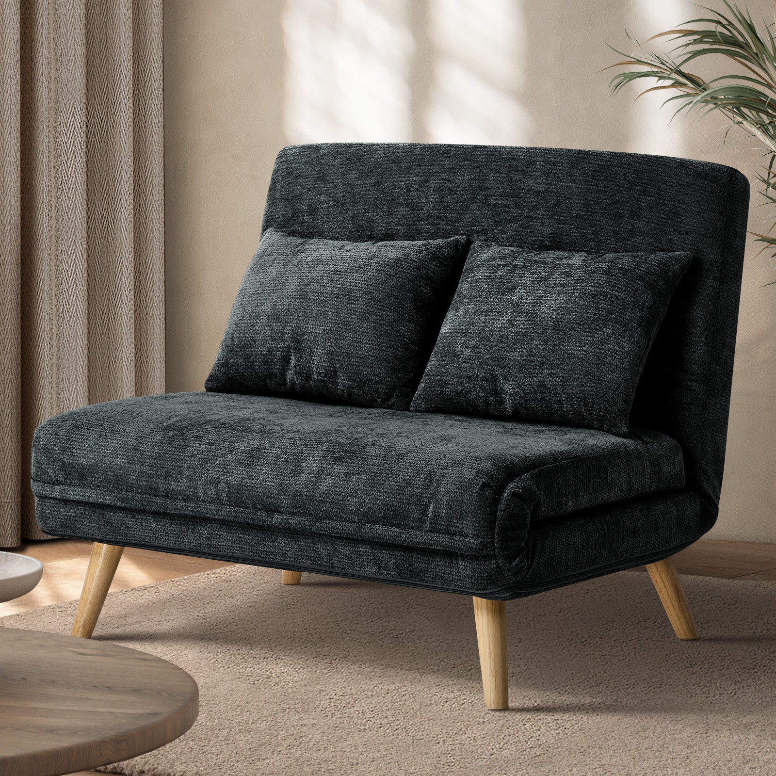 Oikiture Folding Sofa Lounge Single Bed Double Seat Chair Recliner Chaise Pillow - Sunyee