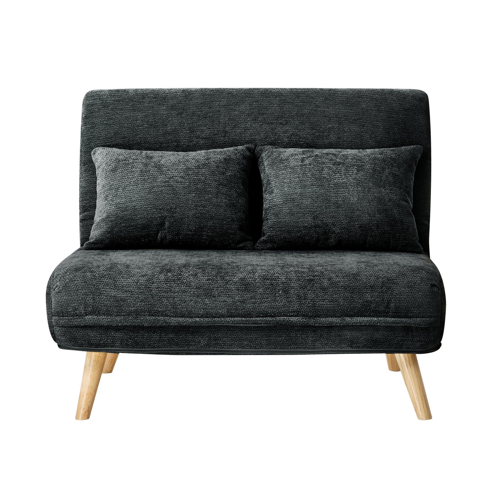 Oikiture Sofa Bed Lounge Chair Chenille Recliner Love Sofa Double Seat Charcoal - Sunyee