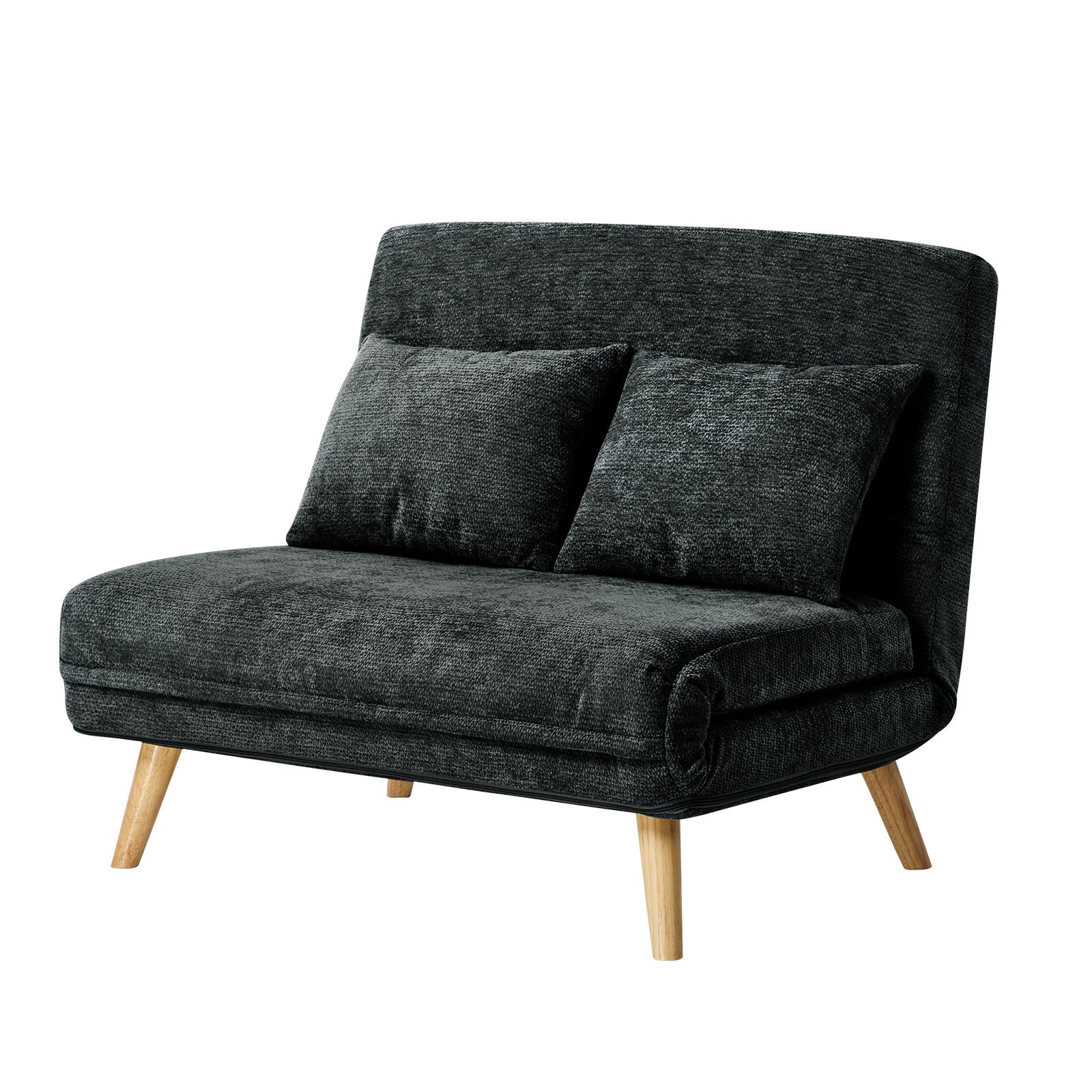 Oikiture Sofa Bed Lounge Chair Chenille Recliner Love Sofa Double Seat Charcoal - Sunyee