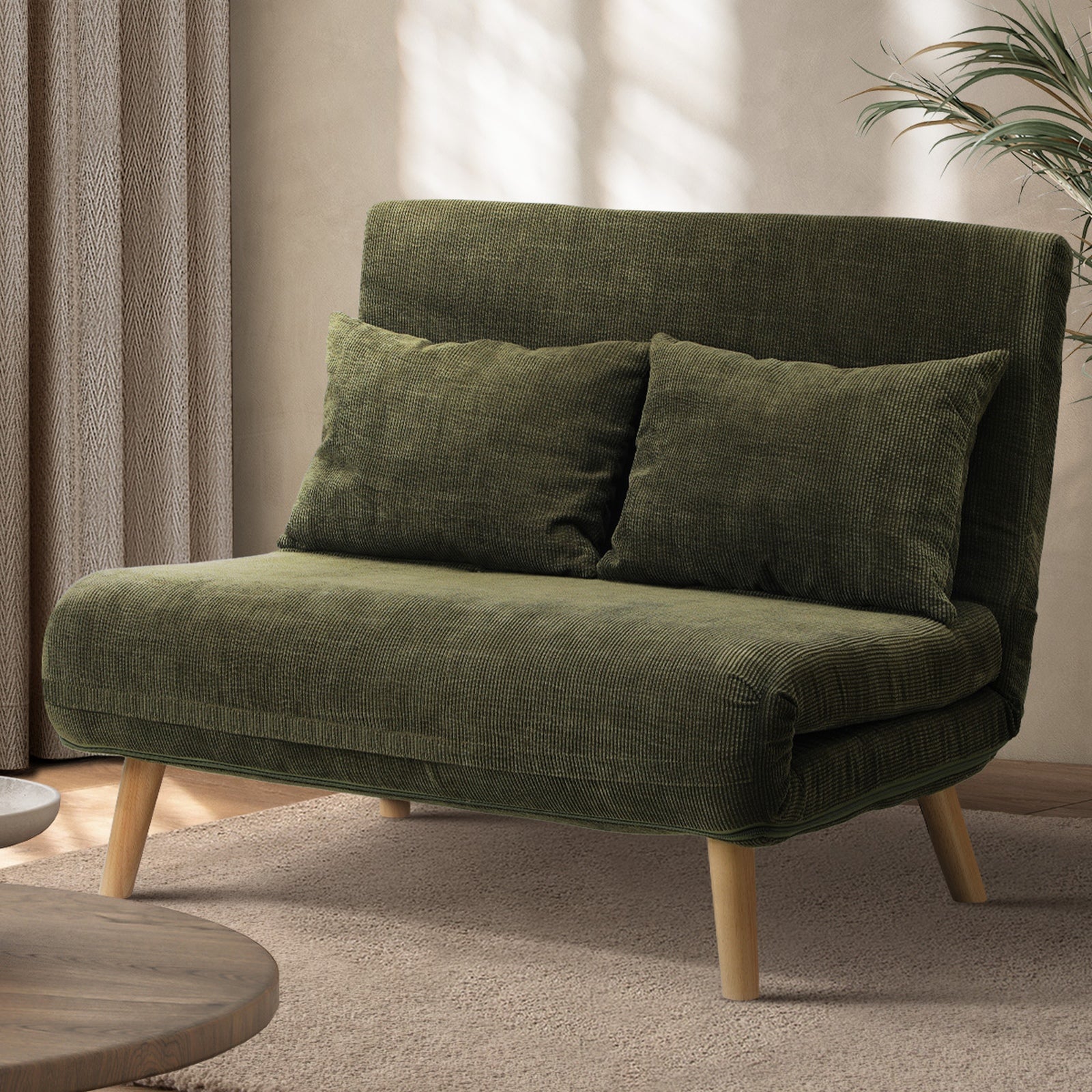 Oikiture Folding Sofa Lounge Single Bed Double Seat Chair Recliner Chaise Pillow - Sunyee
