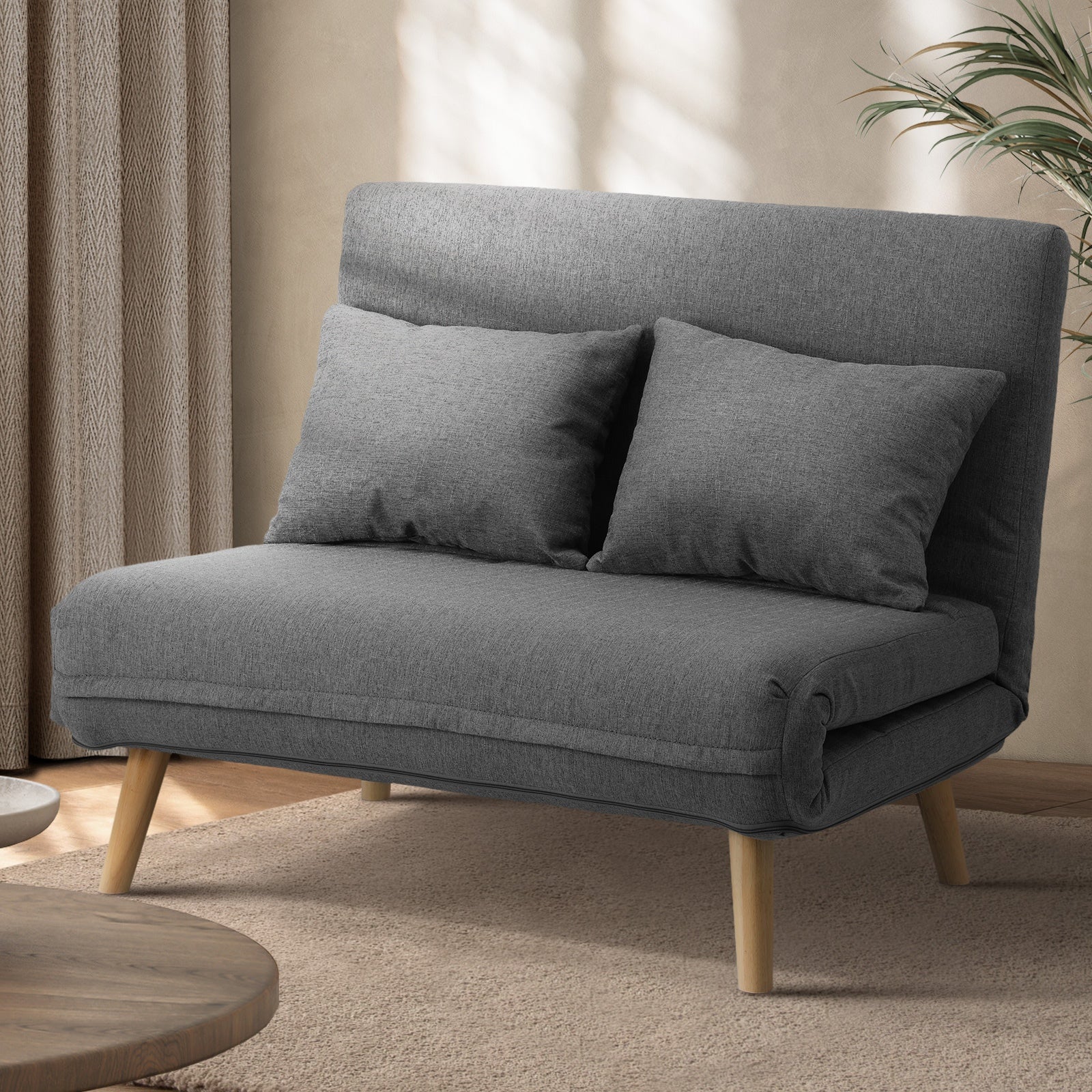Oikiture Folding Sofa Lounge Single Bed Double Seat Chair Recliner Chaise Pillow - Sunyee