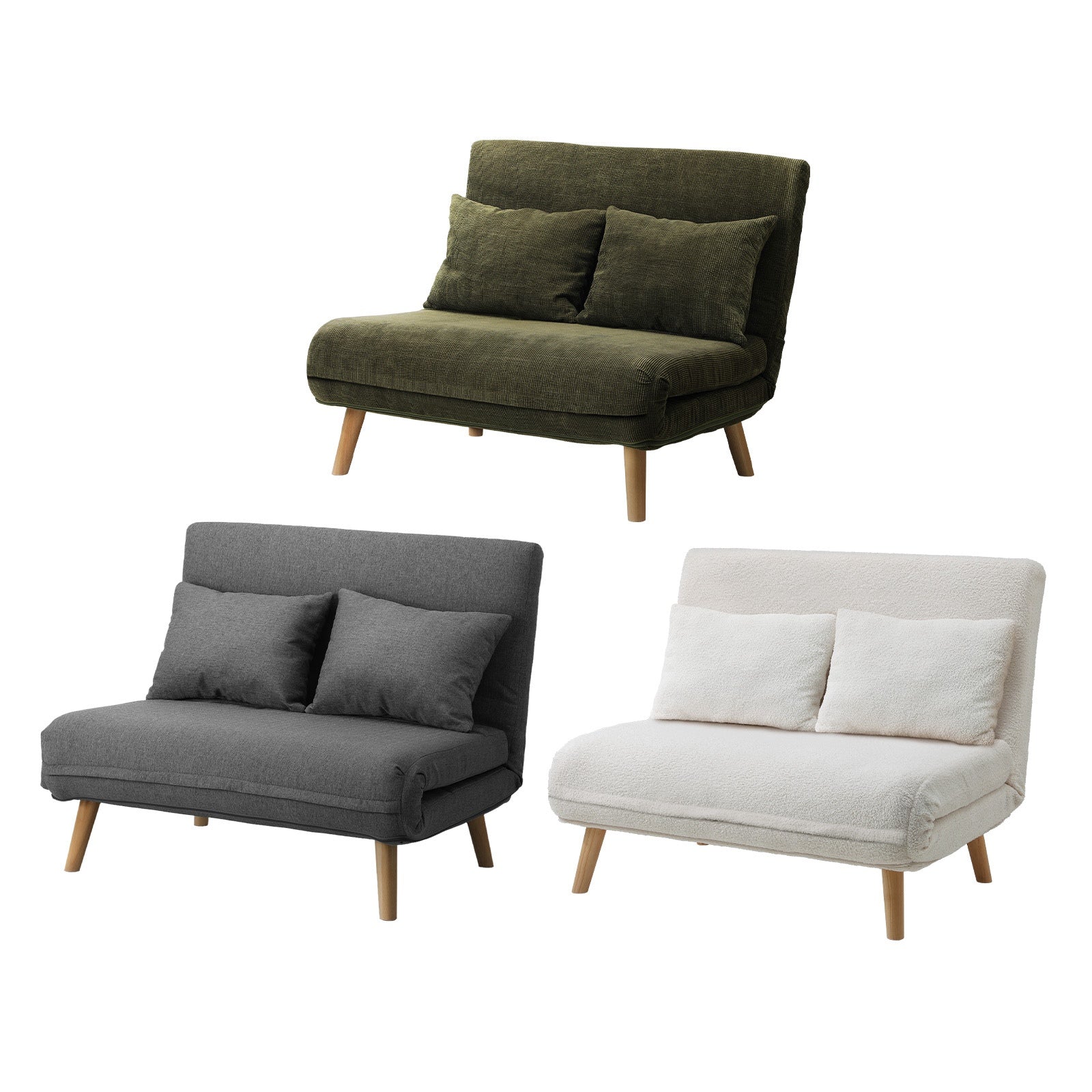 Oikiture Folding Sofa Lounge Single Bed Double Seat Chair Recliner Chaise Pillow - Sunyee