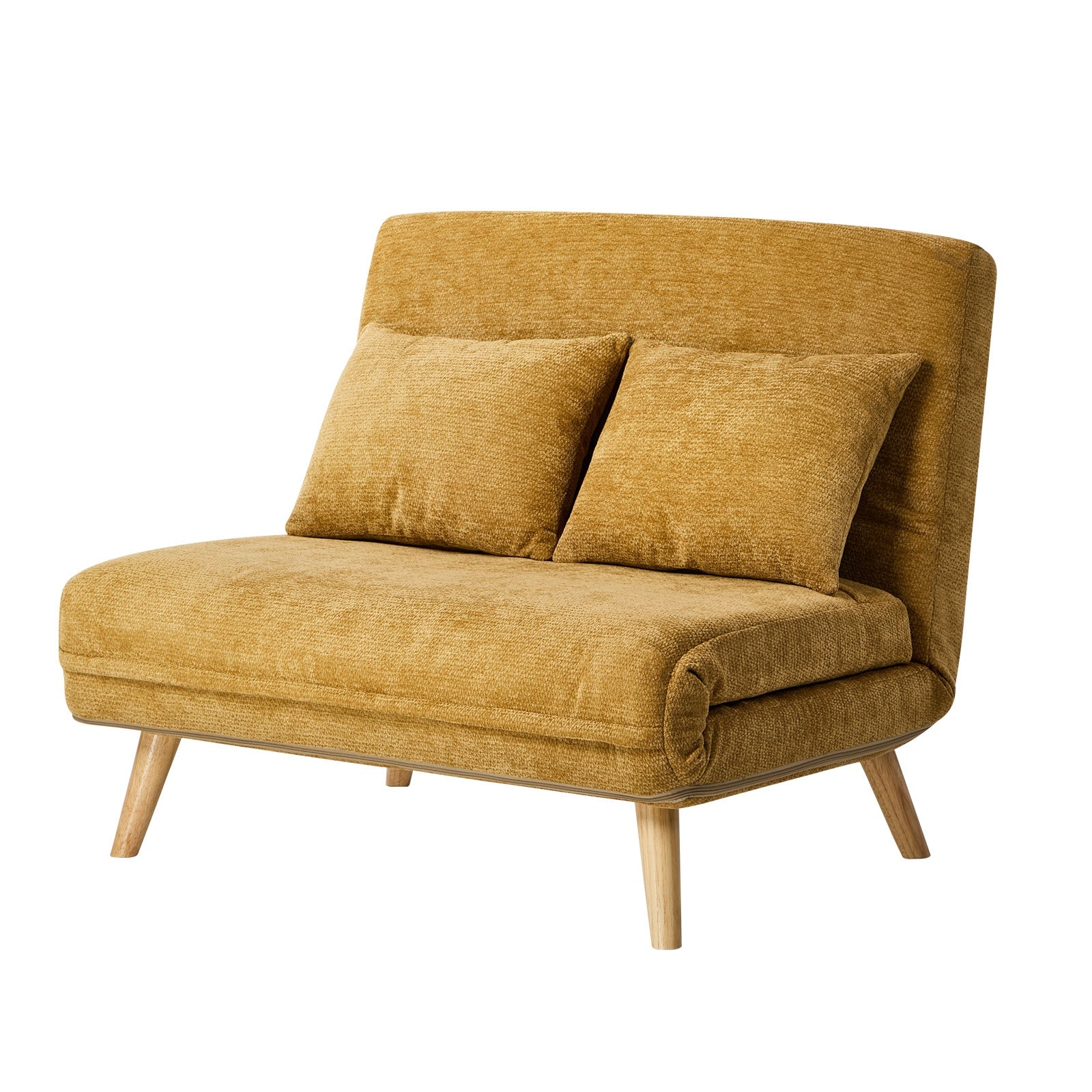 Oikiture Sofa Bed Lounge Chair Chenille Recliner Love Sofa Double Seat Yellow - Sunyee