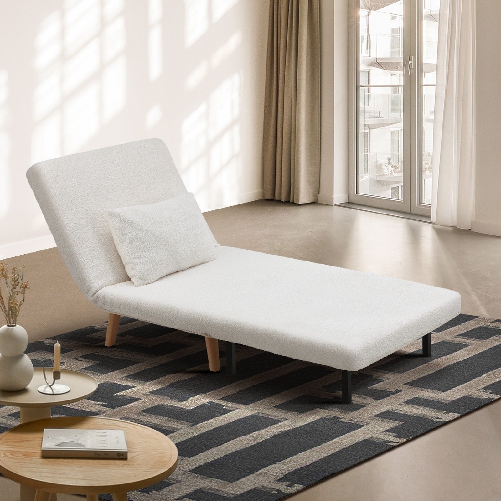 Oikiture Folding Sofa Bed Lounge Singe Chair Recliner Chaise Leisure Couch - Sunyee