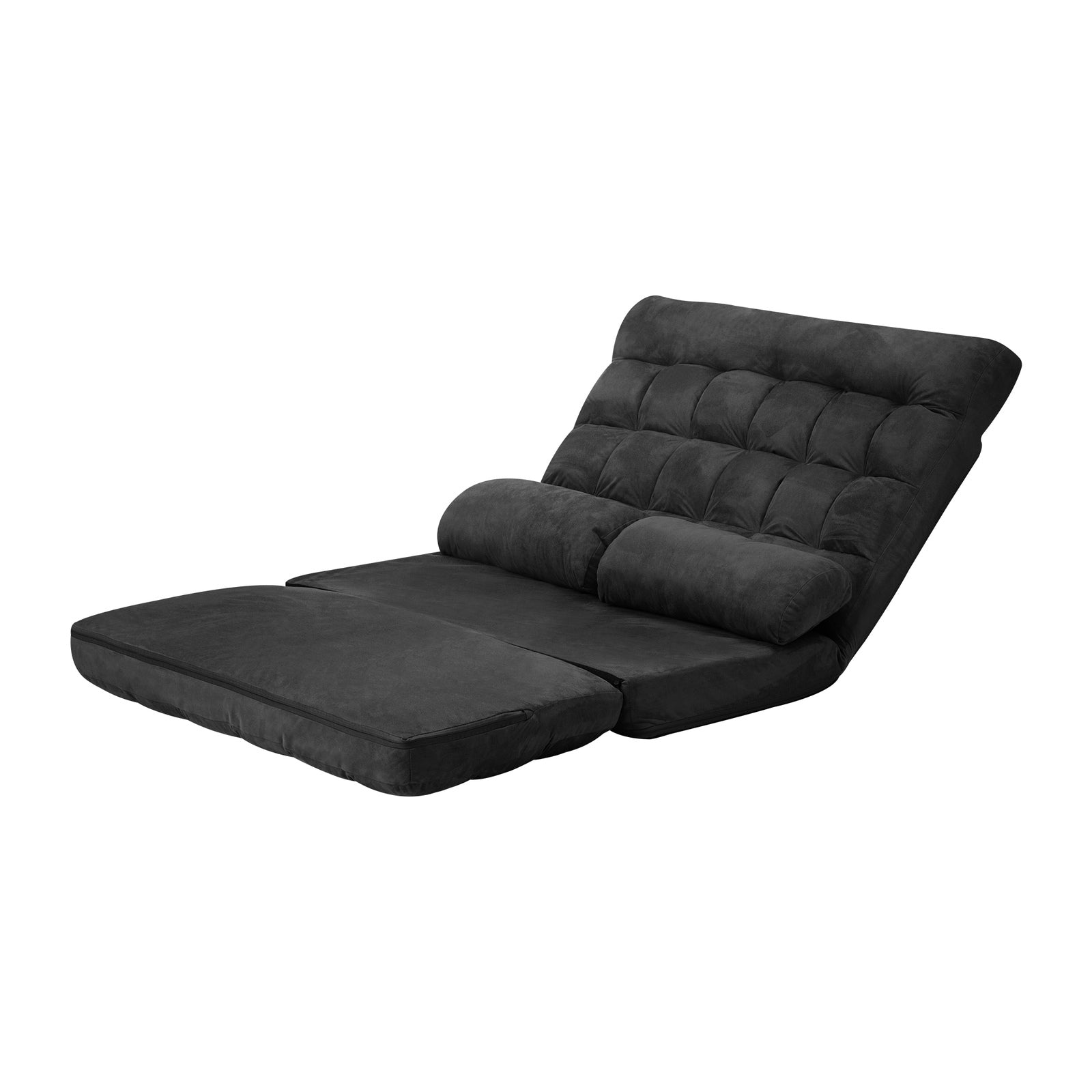 Oikiture Lounge Sofa Bed Floor Recliner 2 seater Chaise Chair Folding Charcoal - Sunyee