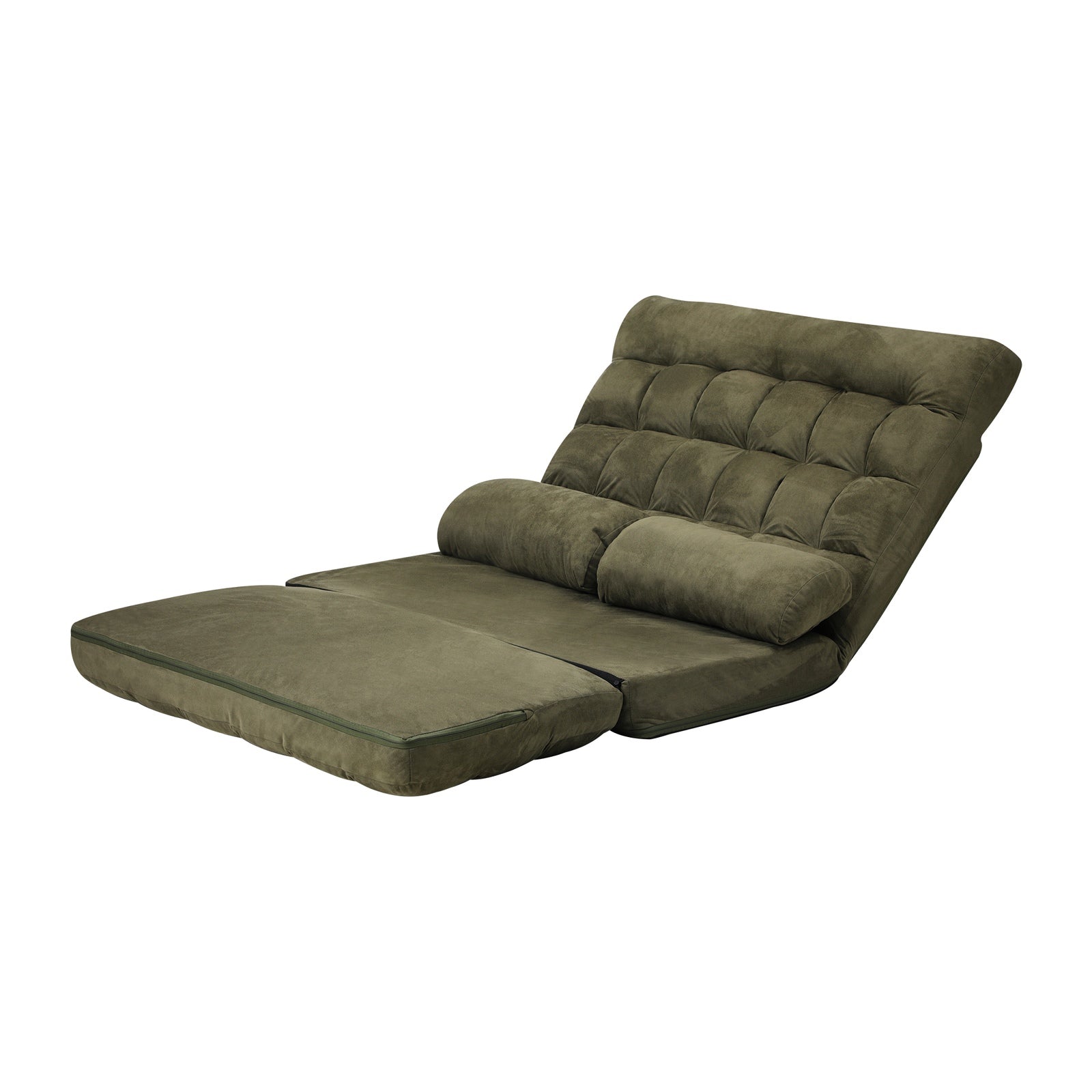 Oikiture Lounge Sofa Bed Floor Recliner 2 seater Chaise Chair Folding Green - Sunyee