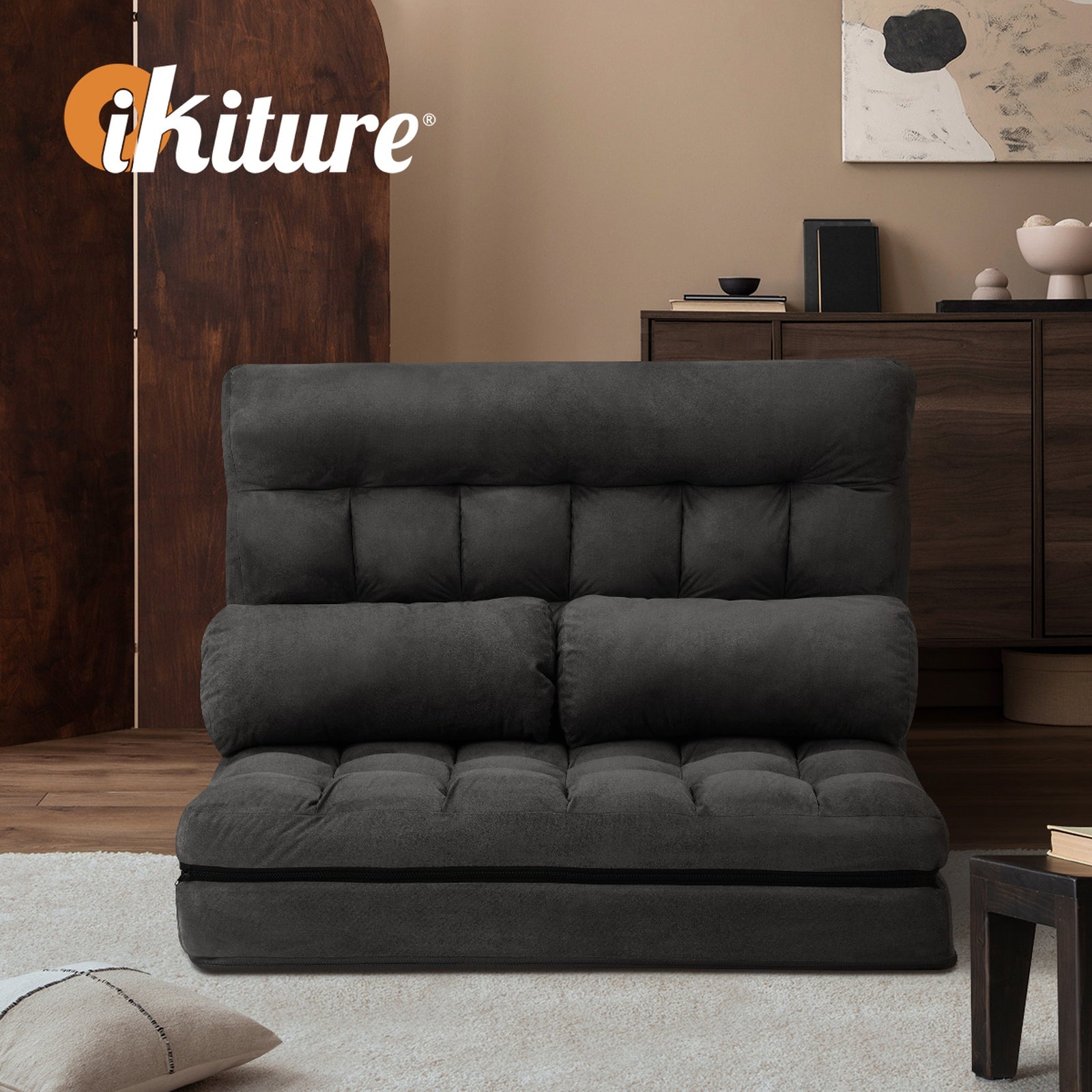 Oikiture Folding Sofa Bed Floor Lounge Recliner 2 Seater Chaise Chair Couch - Sunyee
