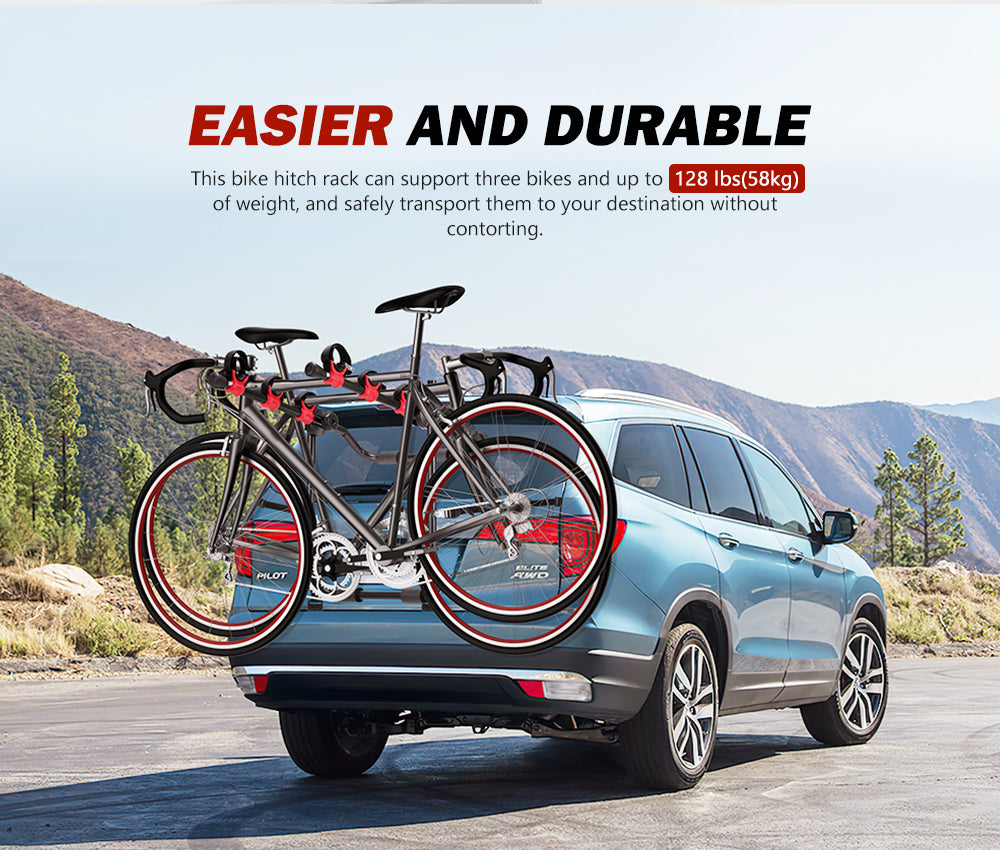 Fieryred 3 Bike Rack Bicycle Carrier Car Rear Universal Trunk Foldable - Sunyee