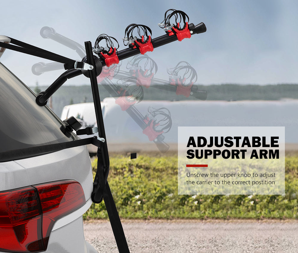 Fieryred 3 Bike Rack Bicycle Carrier Car Rear Universal Trunk Foldable - Sunyee