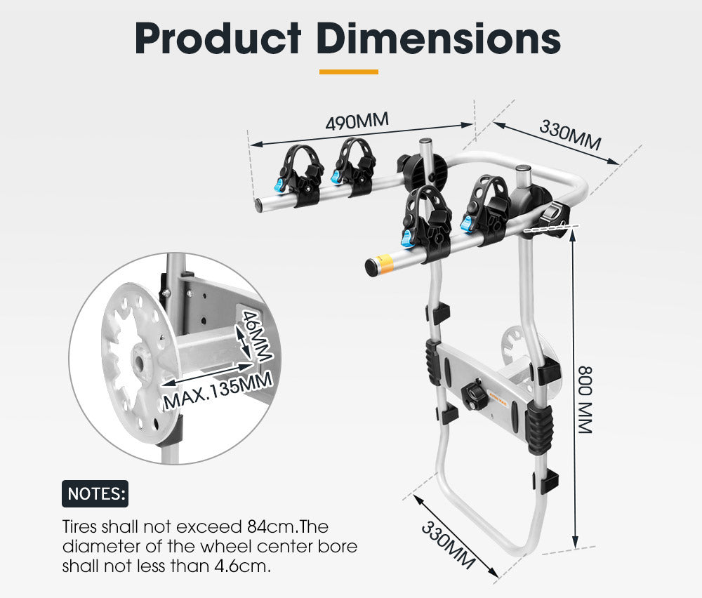 San Hima 2 Bike Carrier Spare Tire Rack Foldable Bicycle Bike Rack Rear Car - Sunyee