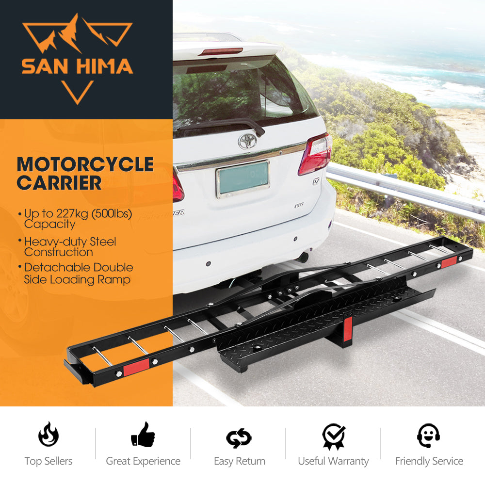 San Hima Motorcycle Carrier Motorbike Rack 2" Towbar 2 Arms Dirt Bike Ramp Steel - Sunyee