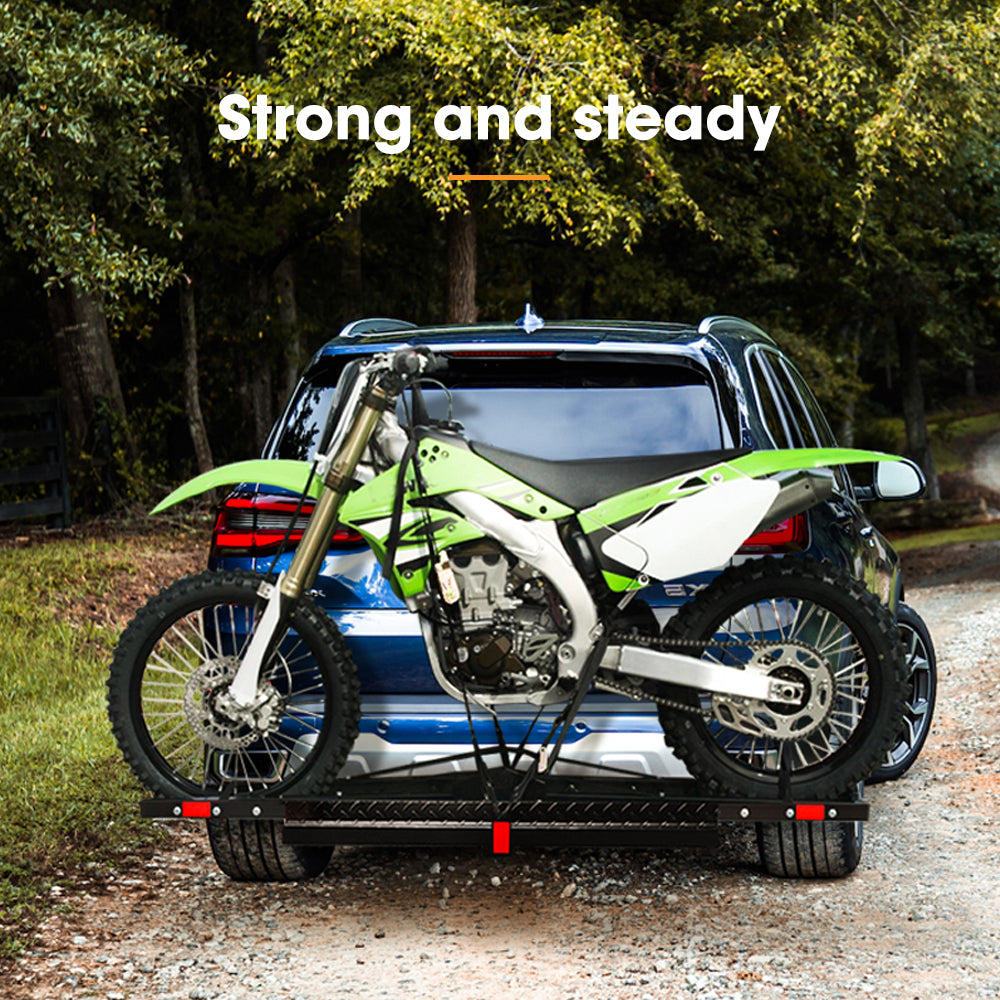 San Hima Motorcycle Carrier Motorbike Rack 2" Towbar 2 Arms Dirt Bike Ramp Steel - Sunyee