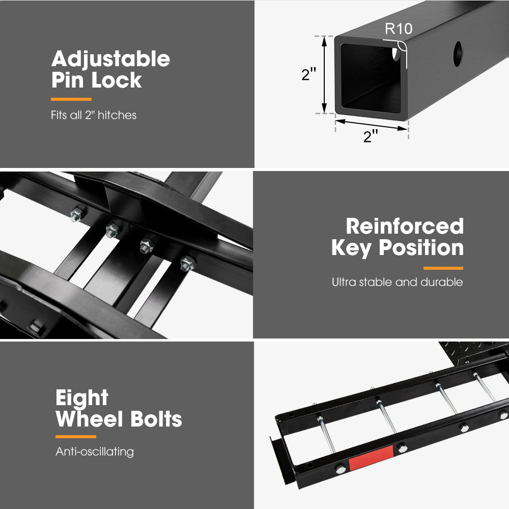 San Hima Motorcycle Carrier Motorbike Rack 2" Towbar 2 Arms Dirt Bike Ramp Steel - Sunyee