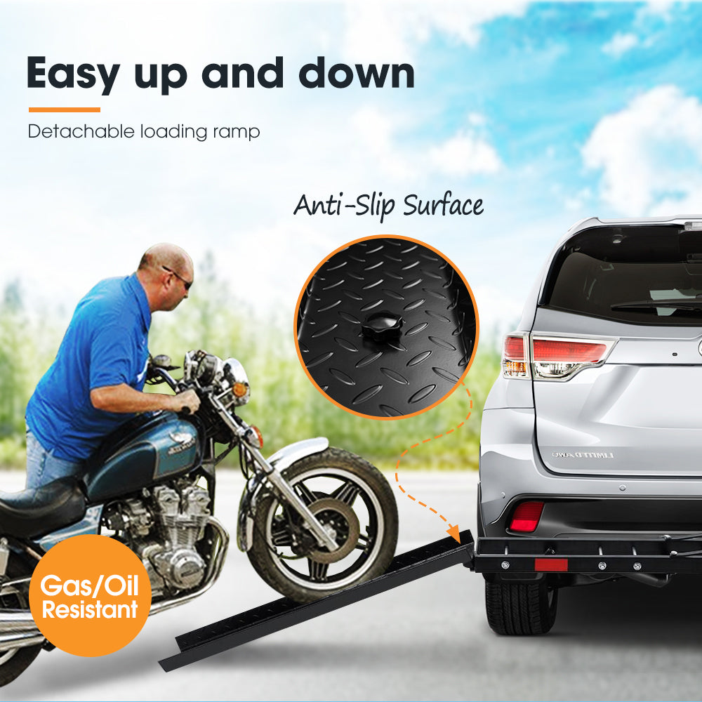 San Hima Motorcycle Carrier Motorbike Rack 2" Towbar 2 Arms Dirt Bike Ramp Steel - Sunyee