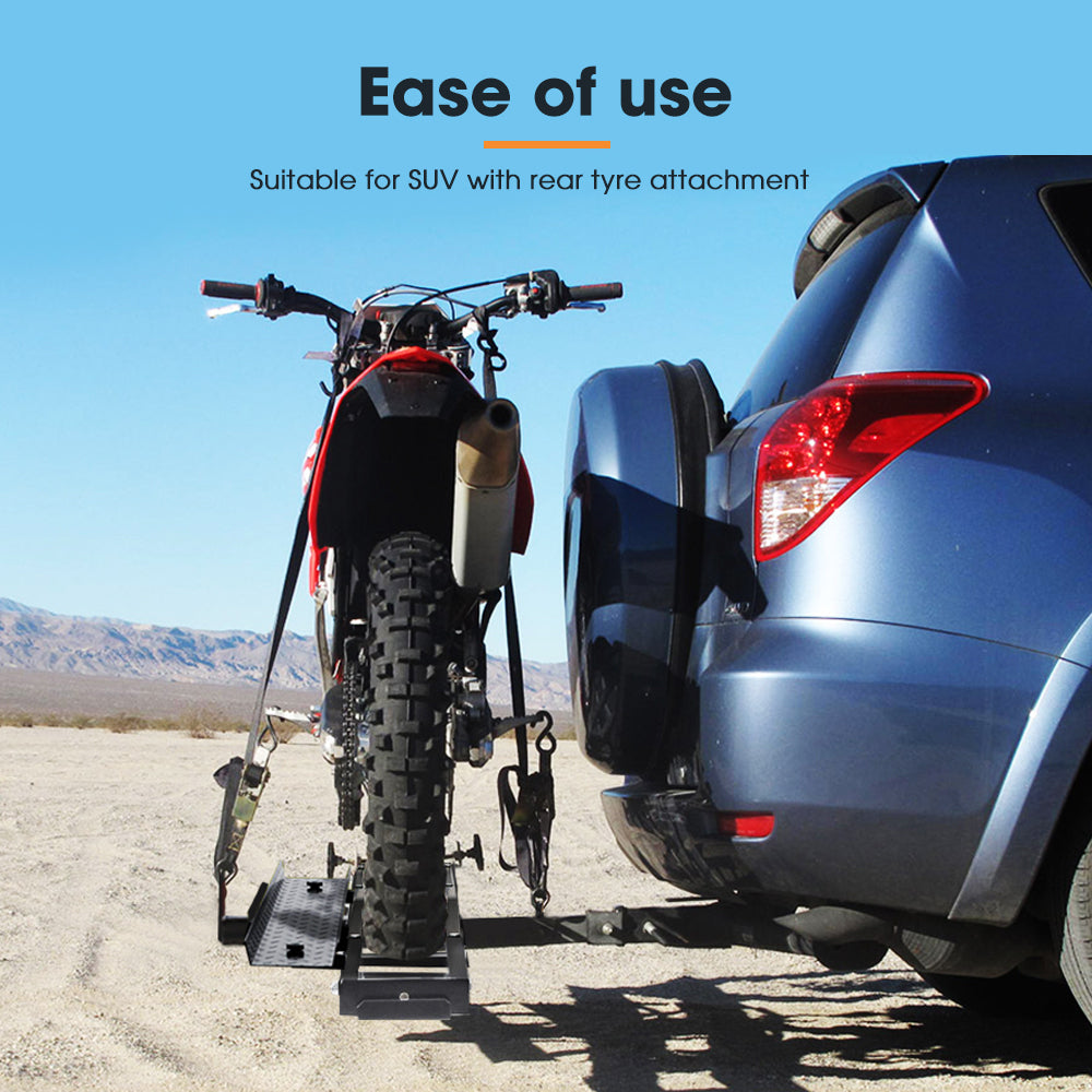 San Hima Motorcycle Carrier Motorbike Rack 2" Towbar 2 Arms Dirt Bike Ramp Steel - Sunyee
