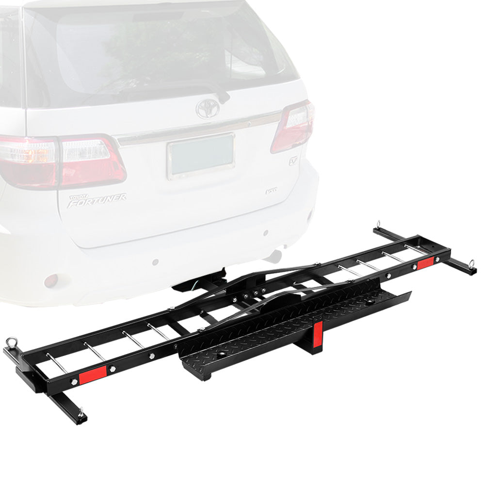 San Hima 2 Arms Motorcycle Motorbike Carrier 2″ Towbar Hitch Rack Dirt Bike Ramp Steel - Sunyee