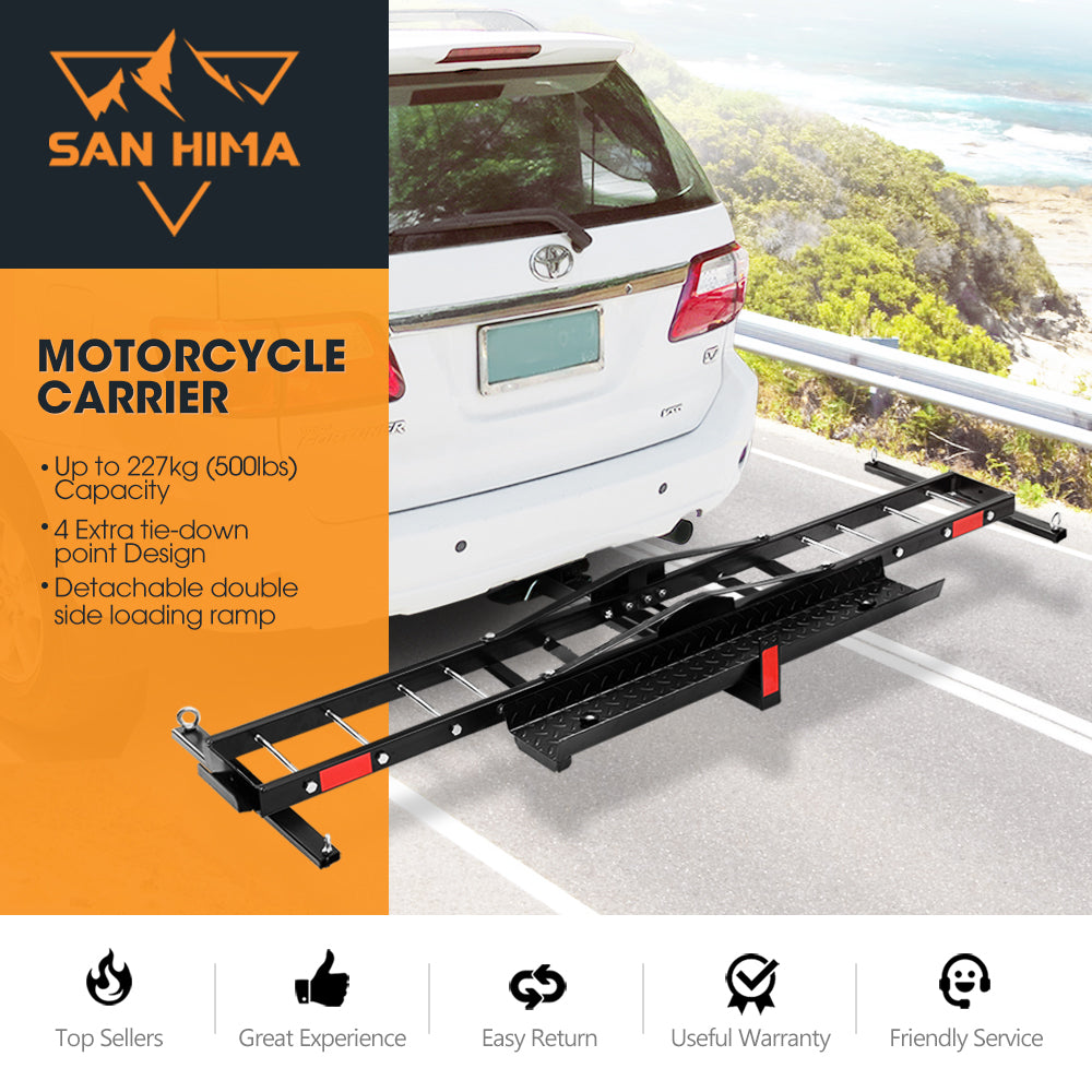 San Hima 2 Arms Motorcycle Motorbike Carrier 2″ Towbar Hitch Rack Dirt Bike Ramp Steel - Sunyee
