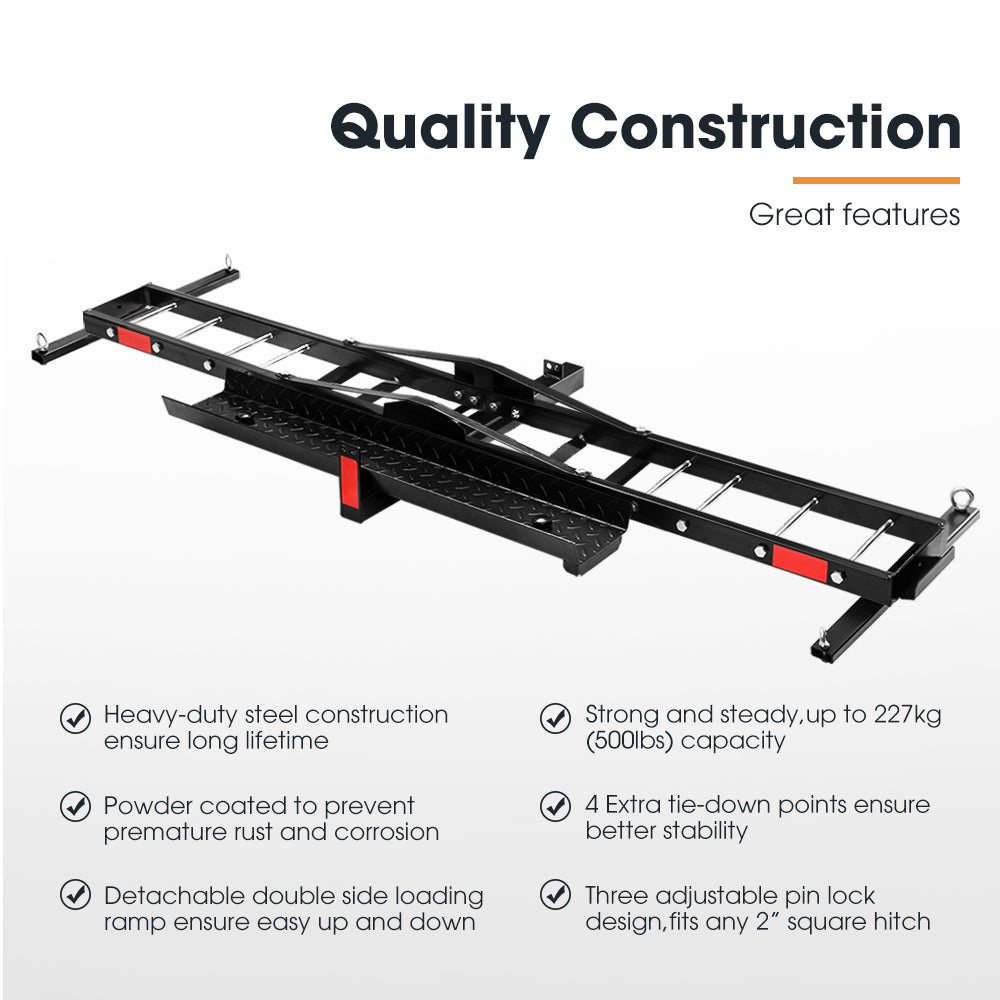 San Hima 2 Arms Motorcycle Motorbike Carrier 2″ Towbar Hitch Rack Dirt Bike Ramp Steel - Sunyee
