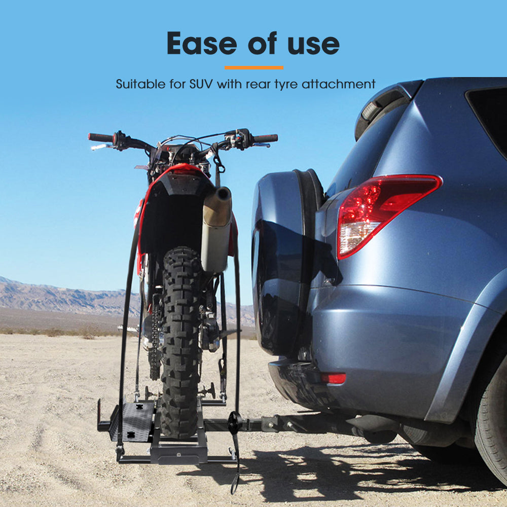 San Hima 2 Arms Motorcycle Motorbike Carrier 2″ Towbar Hitch Rack Dirt Bike Ramp Steel - Sunyee