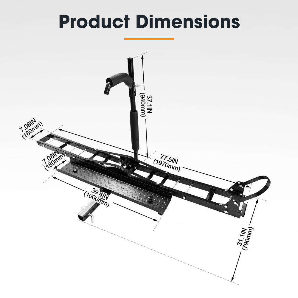 San Hima Motorcycle Motorbike Carrier Rack 2" Towbar Arm Rack Bike Ramp Steel - Sunyee