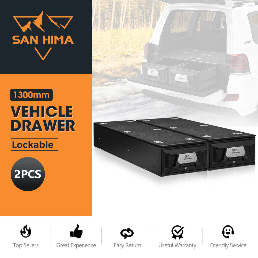 San Hima Lightweight 2X 1300mm 4WD Rear Drawer Vehicle Storage Lockable - Sunyee
