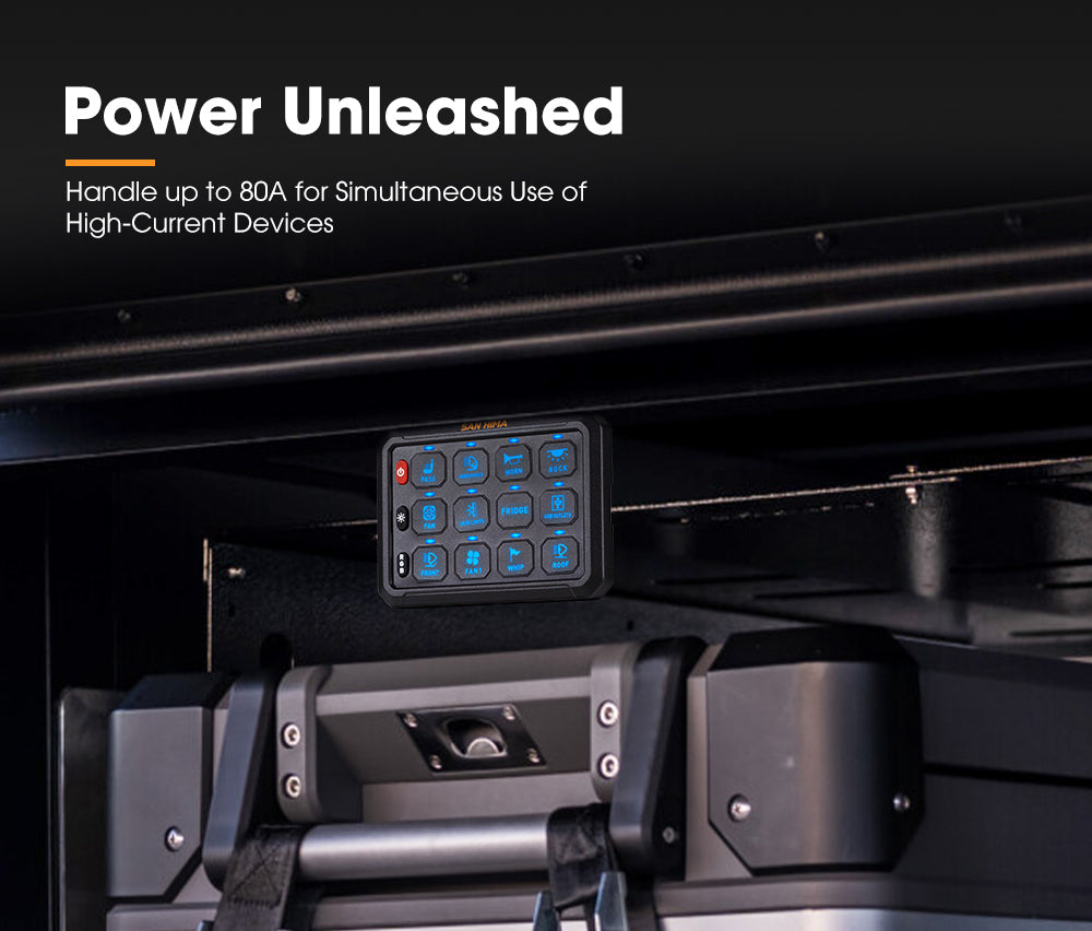 San Hima 12 Gang Bluetooth Switch Panel 12V/24V ON-OFF LED Control For Car Boat - Sunyee