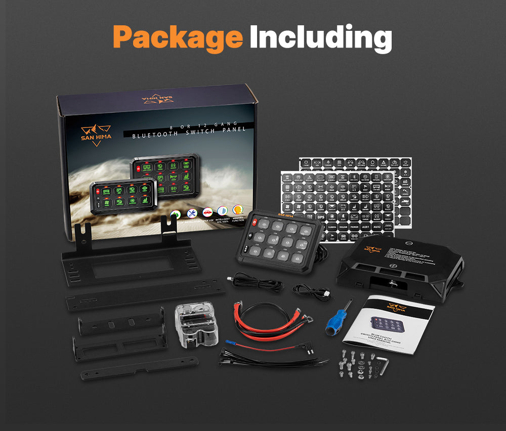 San Hima 12 Gang Bluetooth Switch Panel 12V/24V ON-OFF LED Control For Car Boat - Sunyee