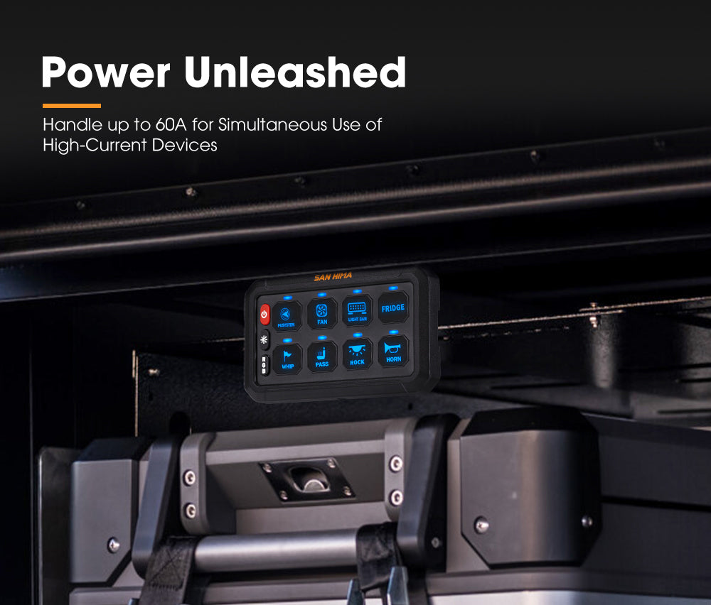 San Hima 8 Gang Bluetooth Switch Panel 12V/24V ON-OFF LED Control For Car Boat - Sunyee