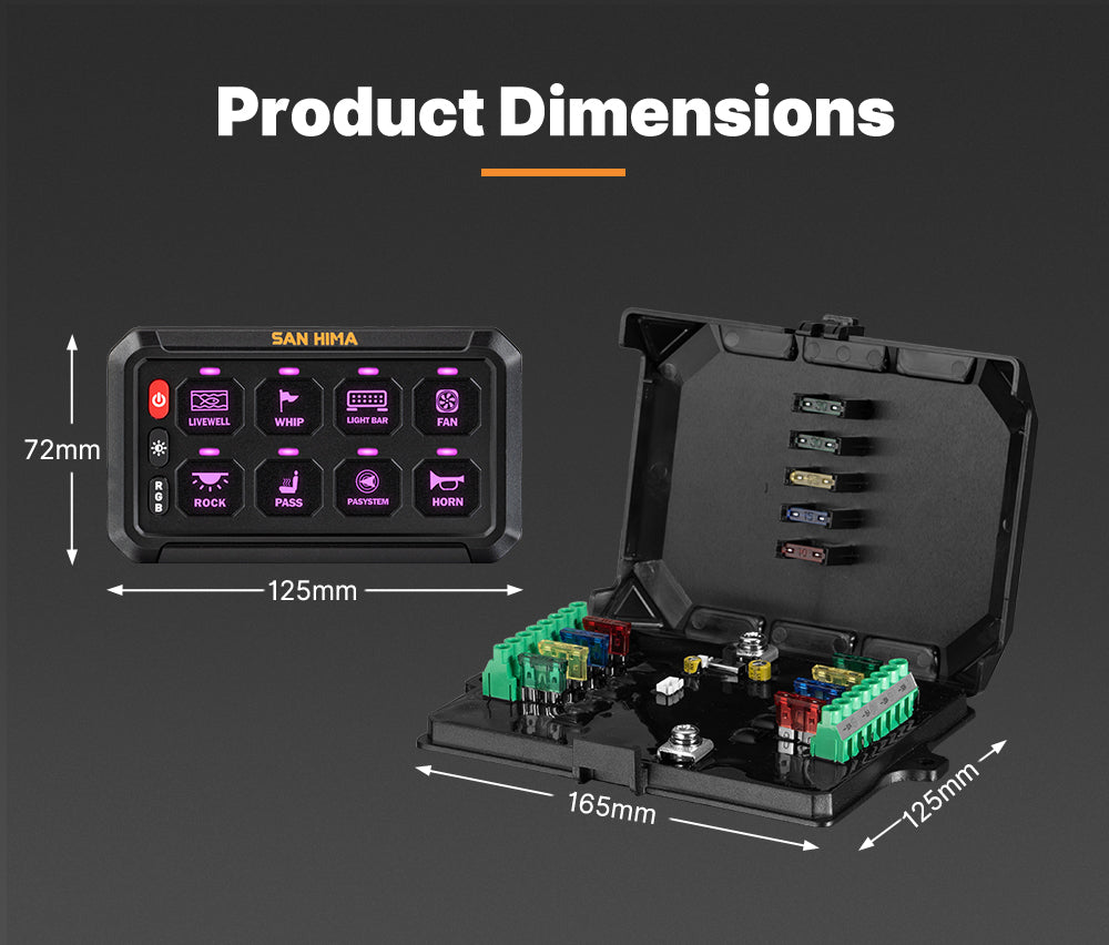 San Hima 8 Gang Bluetooth Switch Panel 12V/24V ON-OFF LED Control For Car Boat - Sunyee