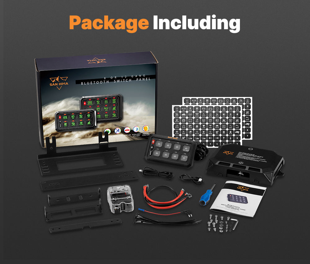 San Hima 8 Gang Bluetooth Switch Panel 12V/24V ON-OFF LED Control For Car Boat - Sunyee