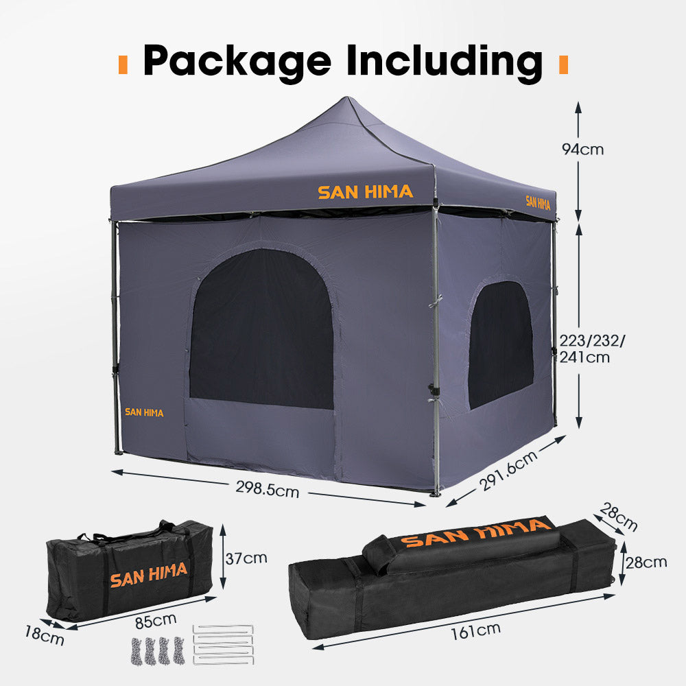 San Hima Portable Gazebo With Inner Tent 3m x 3m Folding Pop Up Outdoor Camping - Sunyee