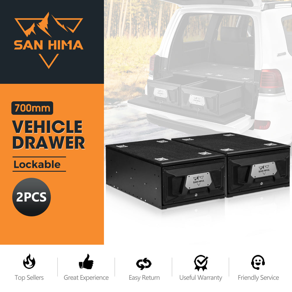 San Hima Lightweight 2X 700mm 4WD Rear Drawer Vehicle Storage Lockable - Sunyee