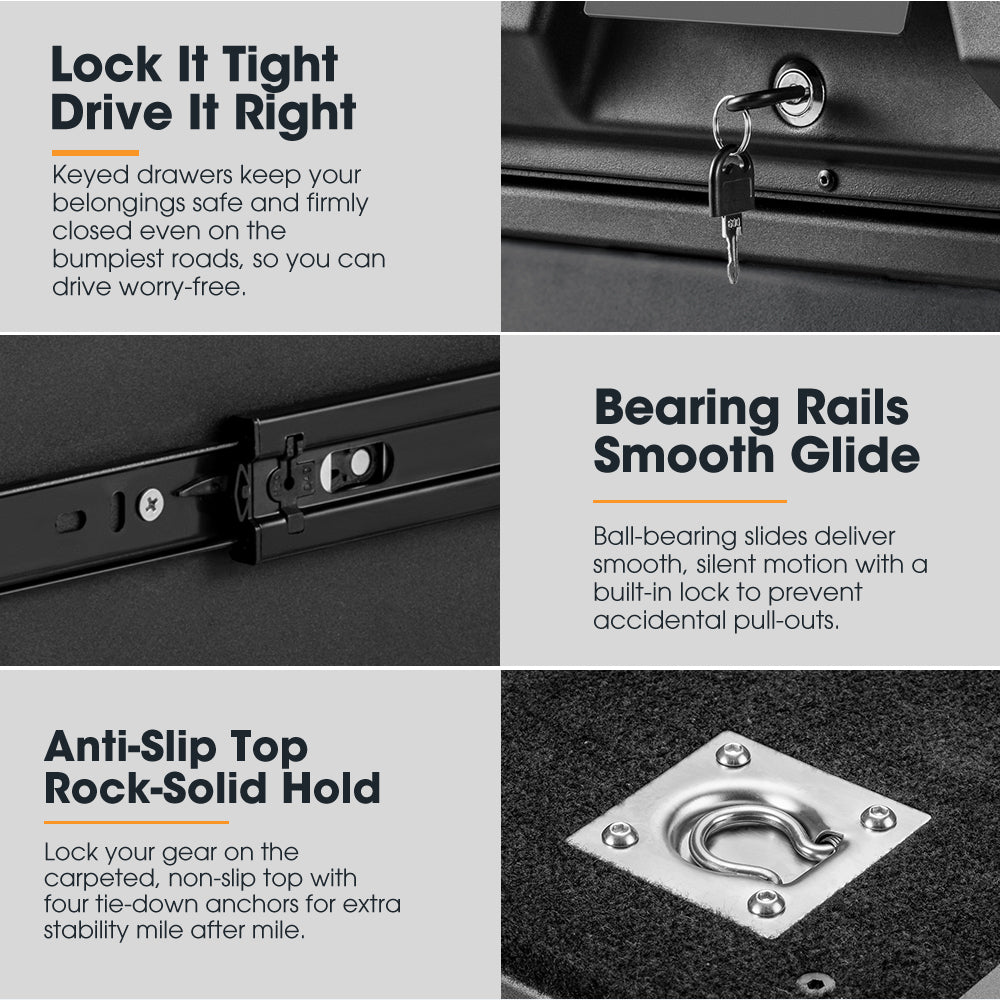 San Hima Lightweight 2X 700mm 4WD Rear Drawer Vehicle Storage Lockable - Sunyee