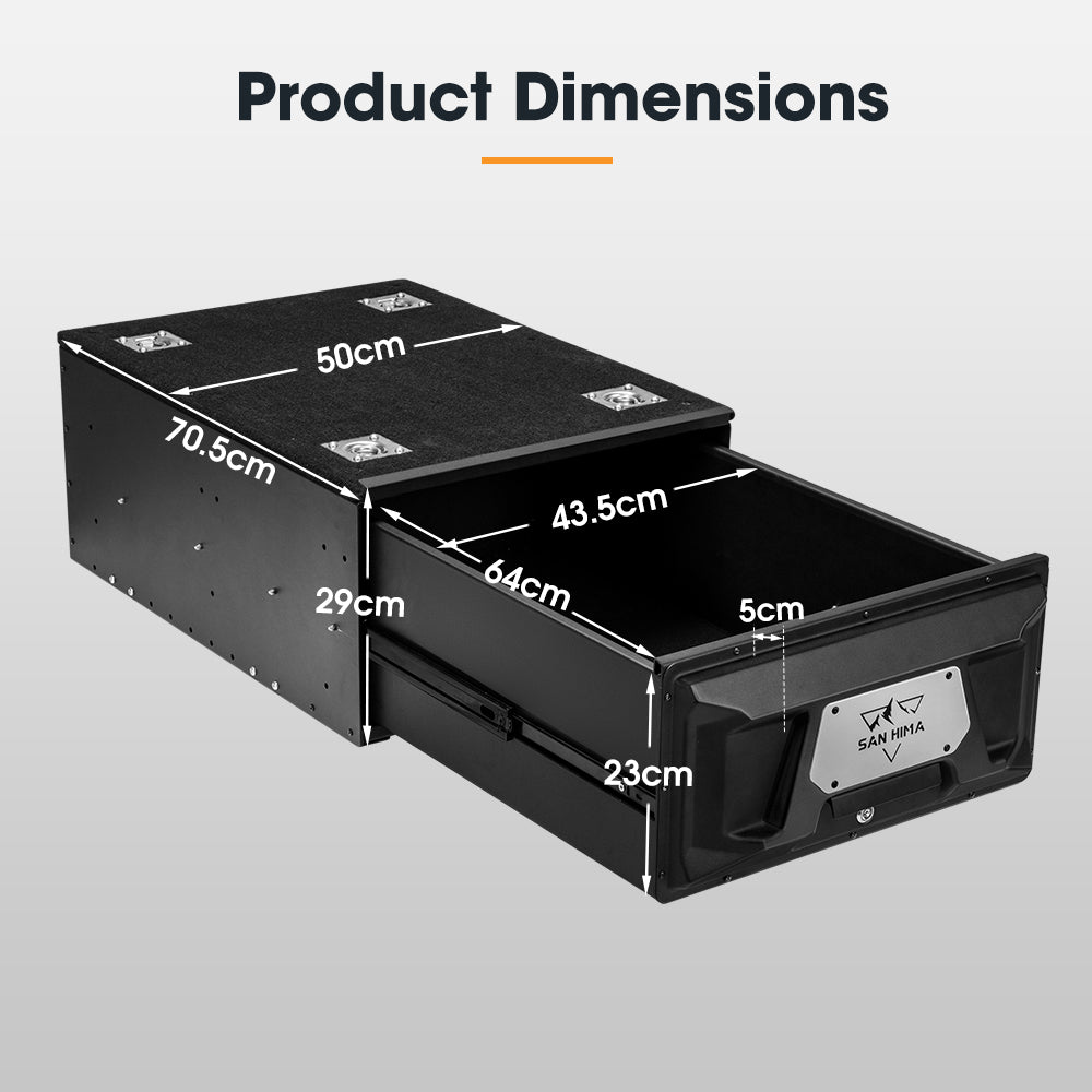 San Hima Lightweight 2X 700mm 4WD Rear Drawer Vehicle Storage Lockable - Sunyee