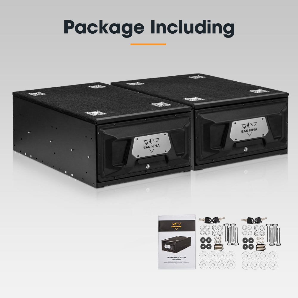 San Hima Lightweight 2X 700mm 4WD Rear Drawer Vehicle Storage Lockable - Sunyee