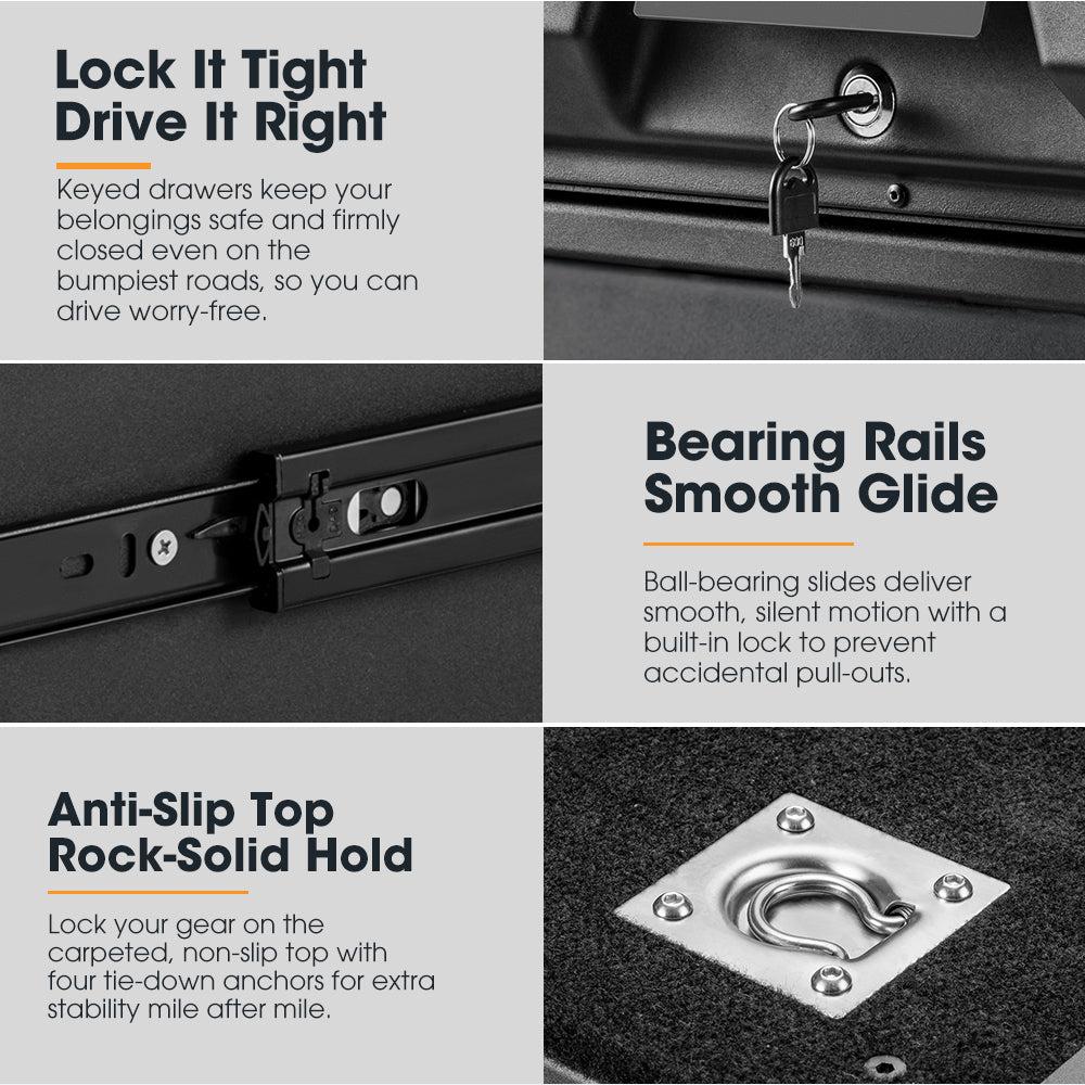 San Hima Lightweight 2X 900mm 4WD Rear Drawer Vehicle Storage Lockable - Sunyee