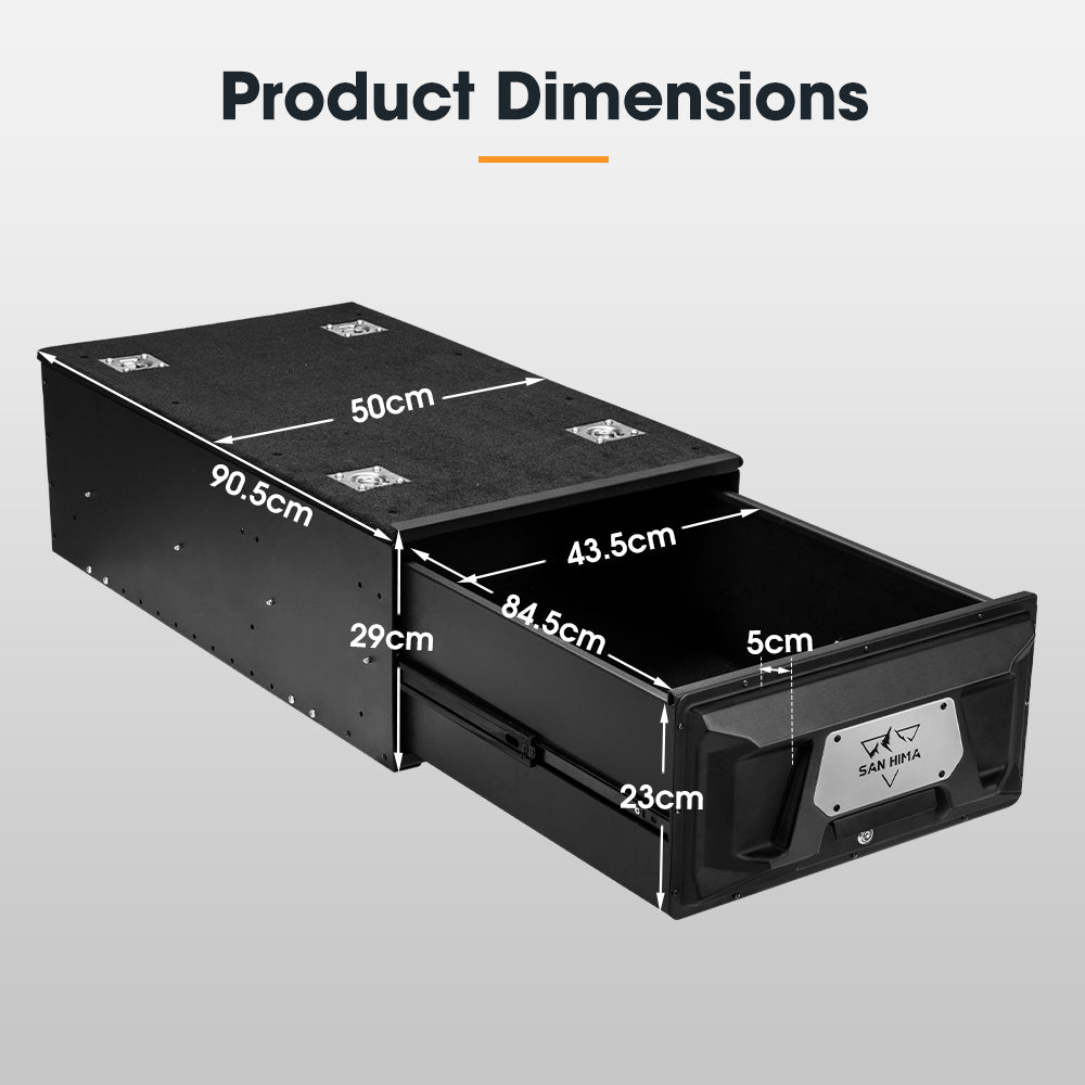 San Hima Lightweight 2X 900mm 4WD Rear Drawer Vehicle Storage Lockable - Sunyee