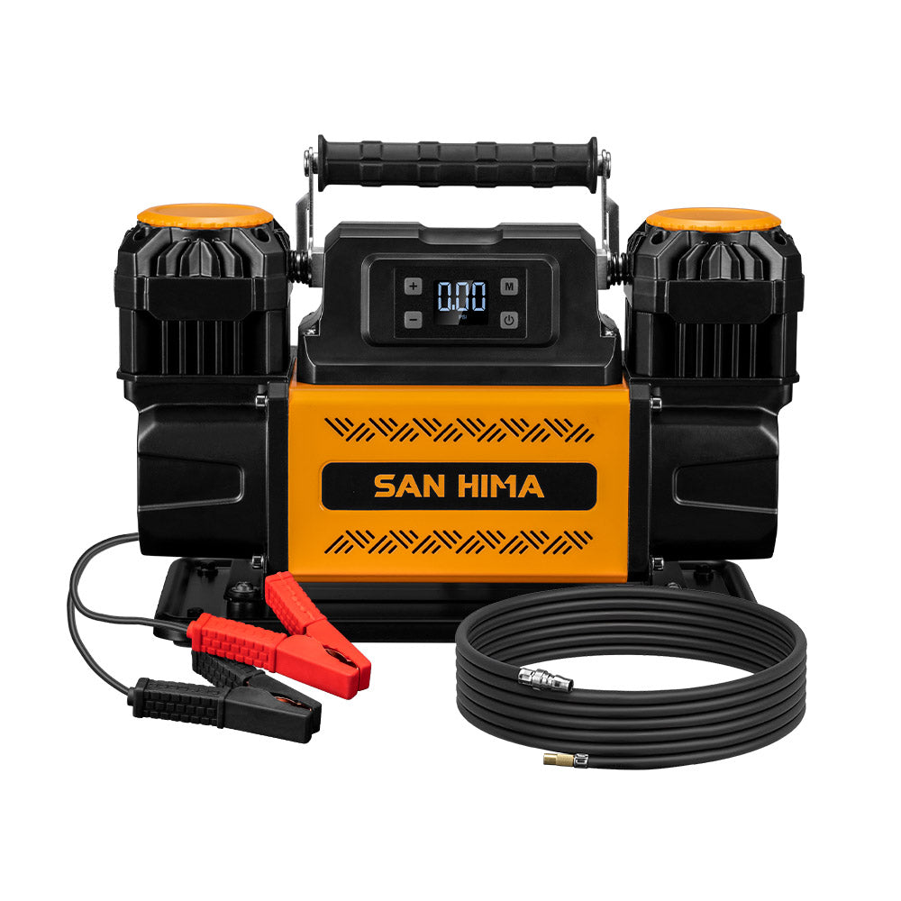 San Hima 12V Dual Cylinders Air Compressor 350L/min 150PSI Digital Portable - Sunyee