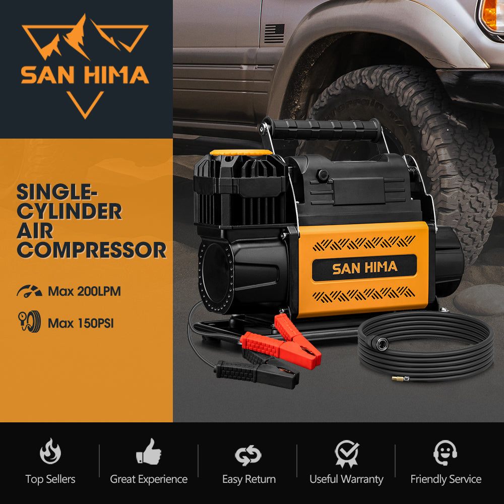 San Hima 12V Single Cylinder Air Compressor 200L/min 150PSI Digital Portable - Sunyee