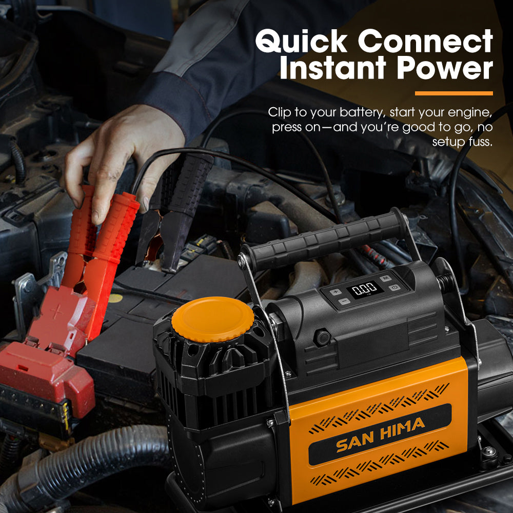 San Hima 12V Single Cylinder Air Compressor 200L/min 150PSI Digital Portable - Sunyee